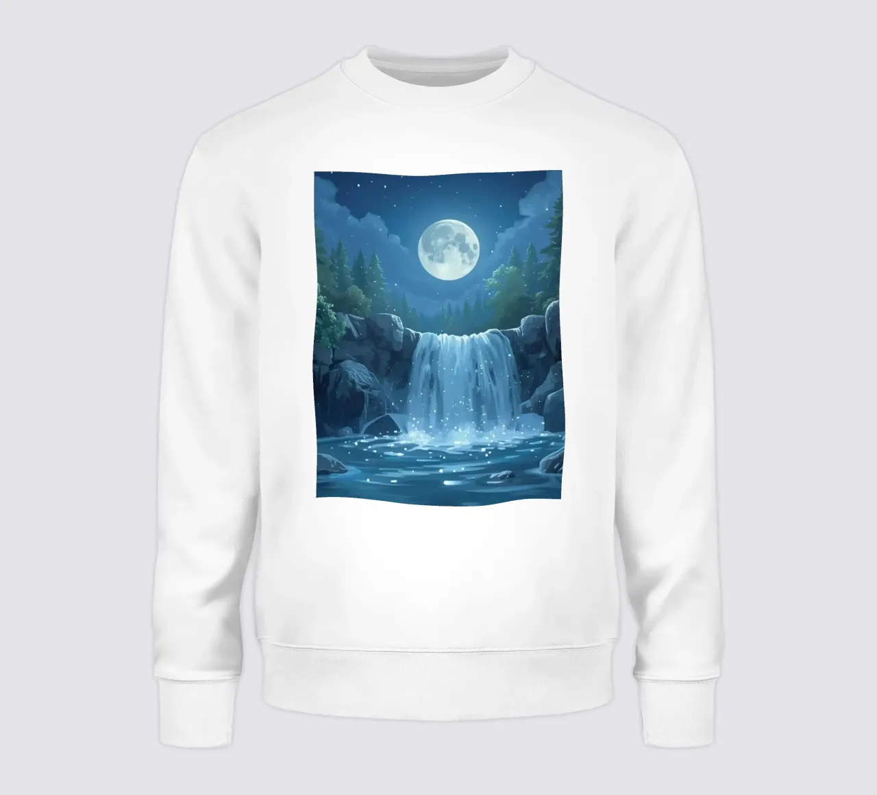 Cascata notturna e piscina illuminata dalla luna felpa da DesignDoodle