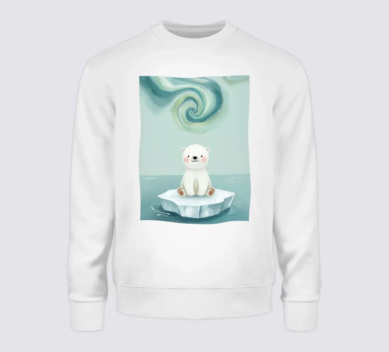 Piccolo orso polare su una banchisa con l'aurora boreale felpa da DesignDoodle