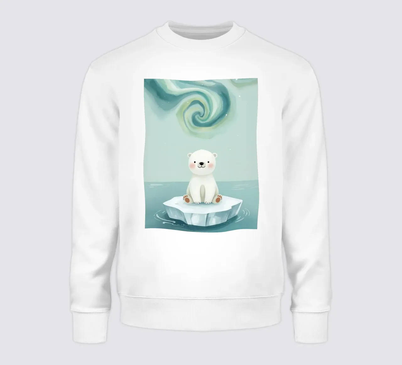 Piccolo orso polare su una banchisa con l'aurora boreale felpa da DesignDoodle