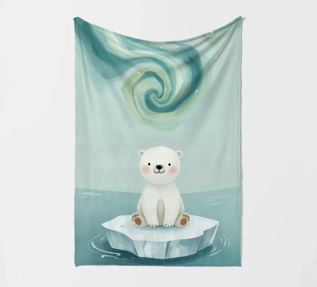 Piccolo orso polare su una banchisa con l'aurora boreale coperta in pile da DesignDoodle