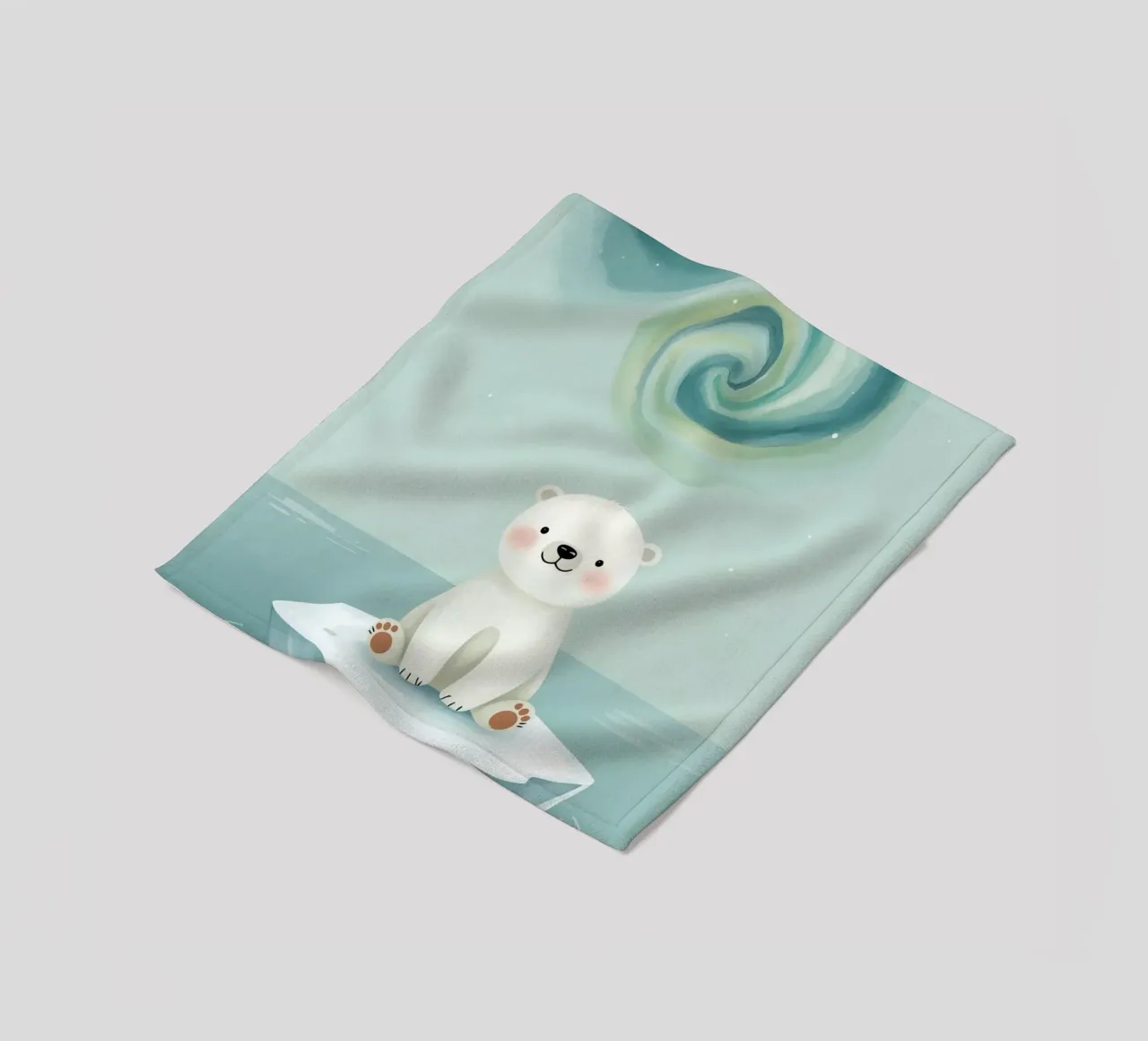 Piccolo orso polare su una banchisa con l'aurora boreale coperta in pile da DesignDoodle