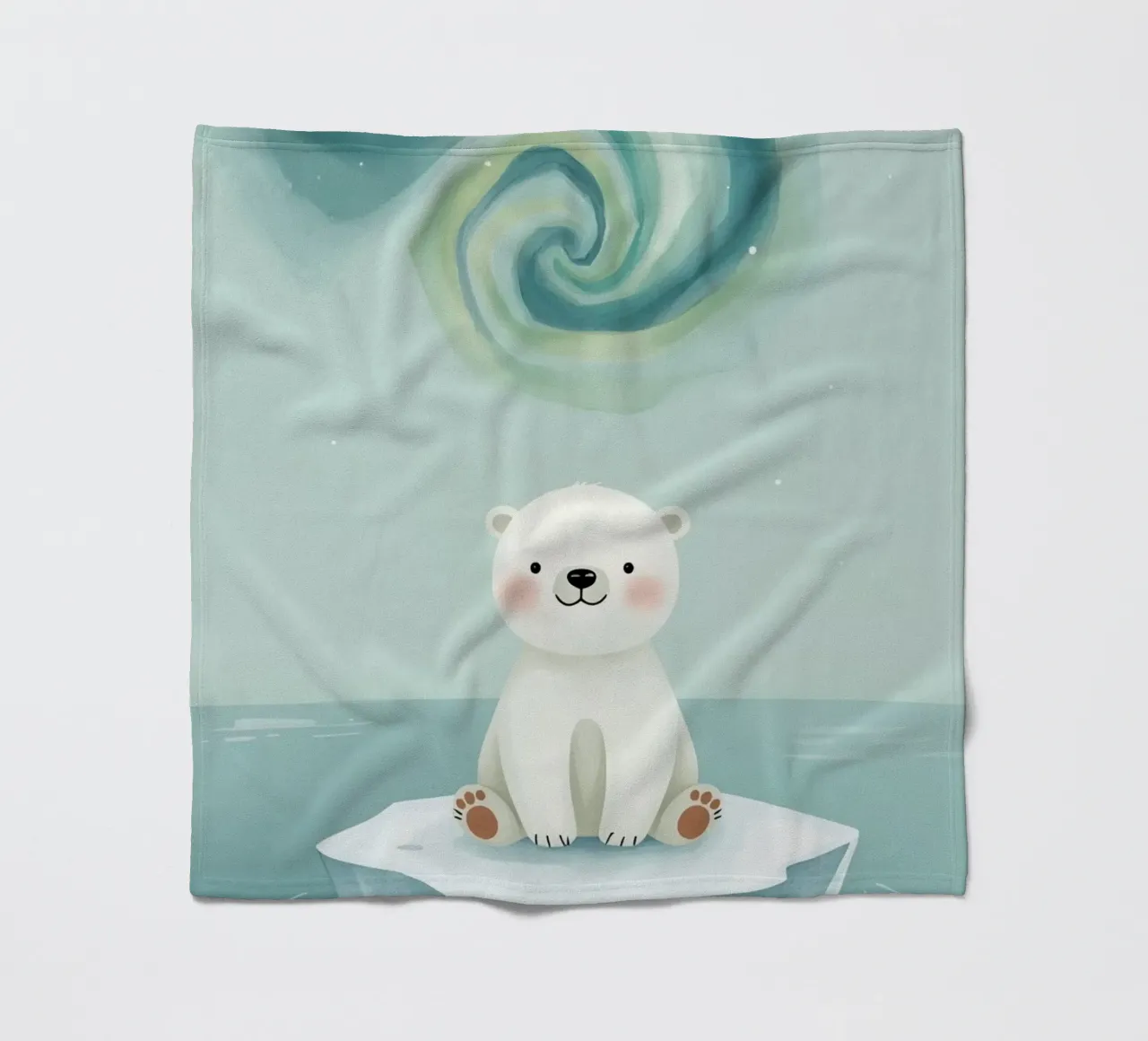 Piccolo orso polare su una banchisa con l'aurora boreale coperta in pile da DesignDoodle