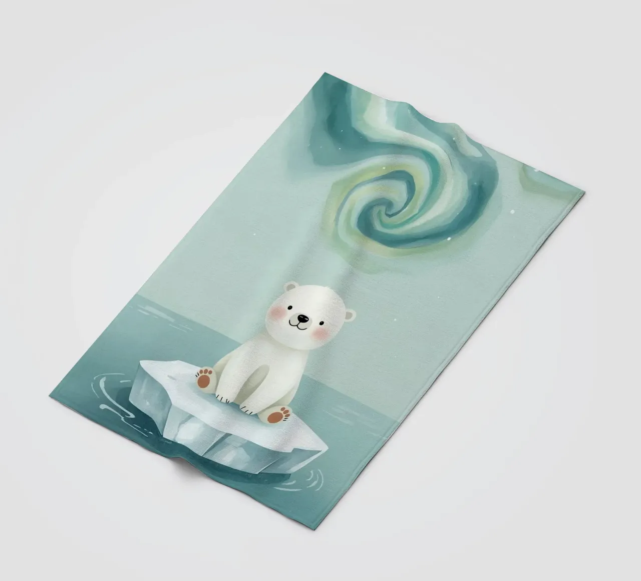 Piccolo orso polare su una banchisa con l'aurora boreale coperta in pile da DesignDoodle