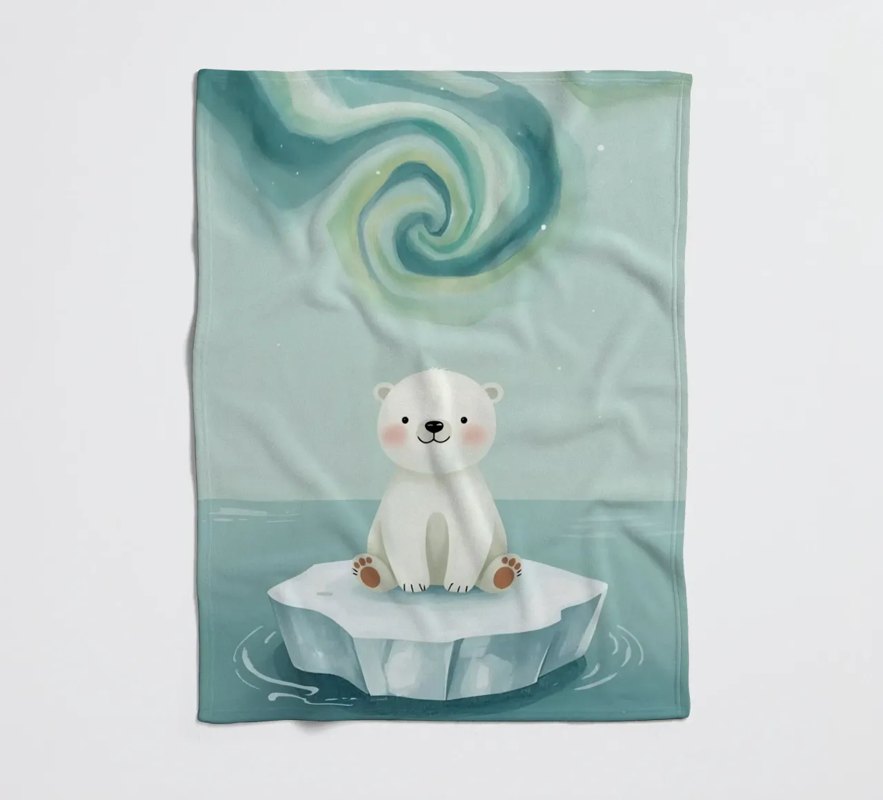 Piccolo orso polare su una banchisa con l'aurora boreale coperta in pile da DesignDoodle