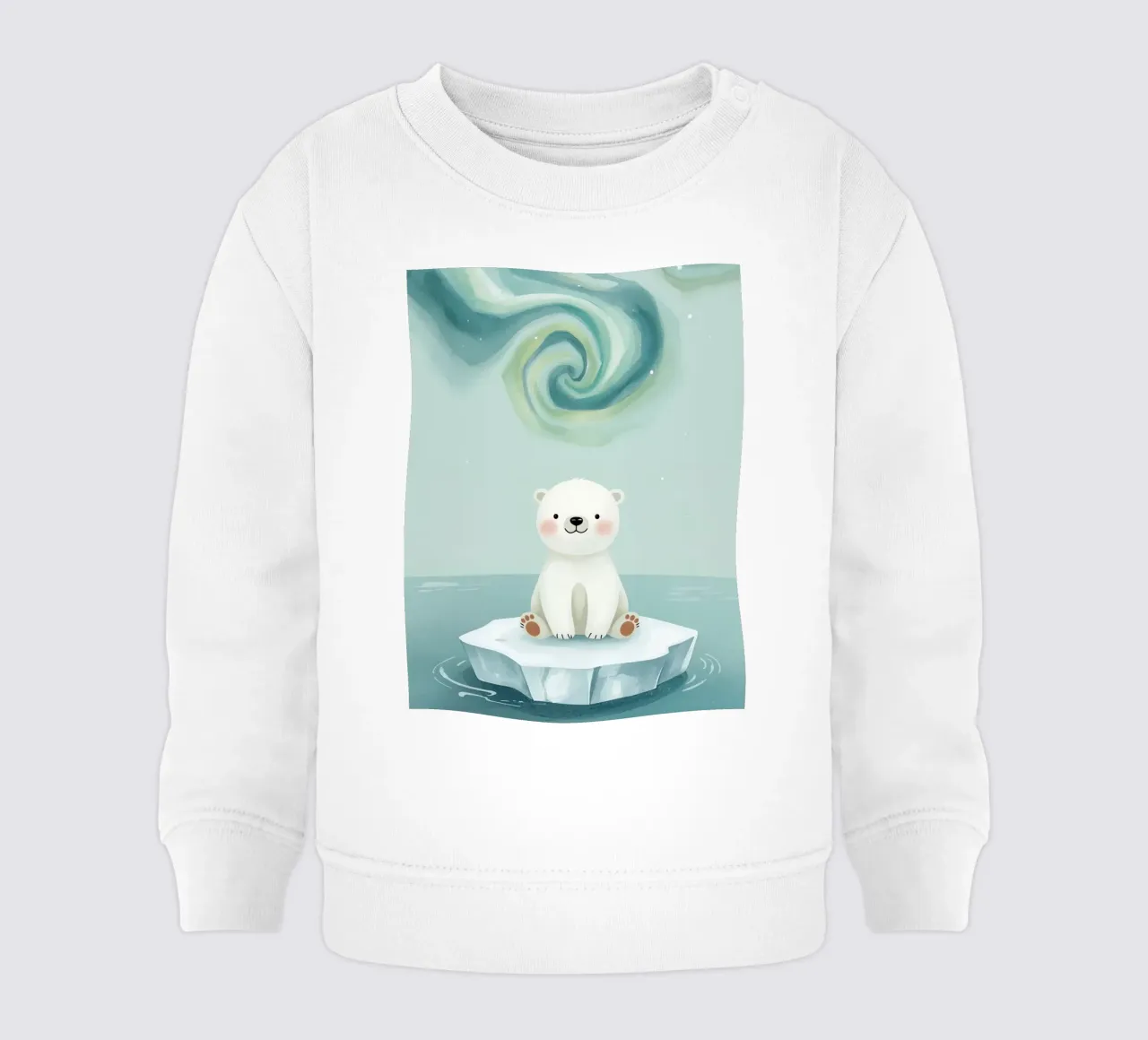 Piccolo orso polare su una banchisa con l'aurora boreale felpa neonato da DesignDoodle