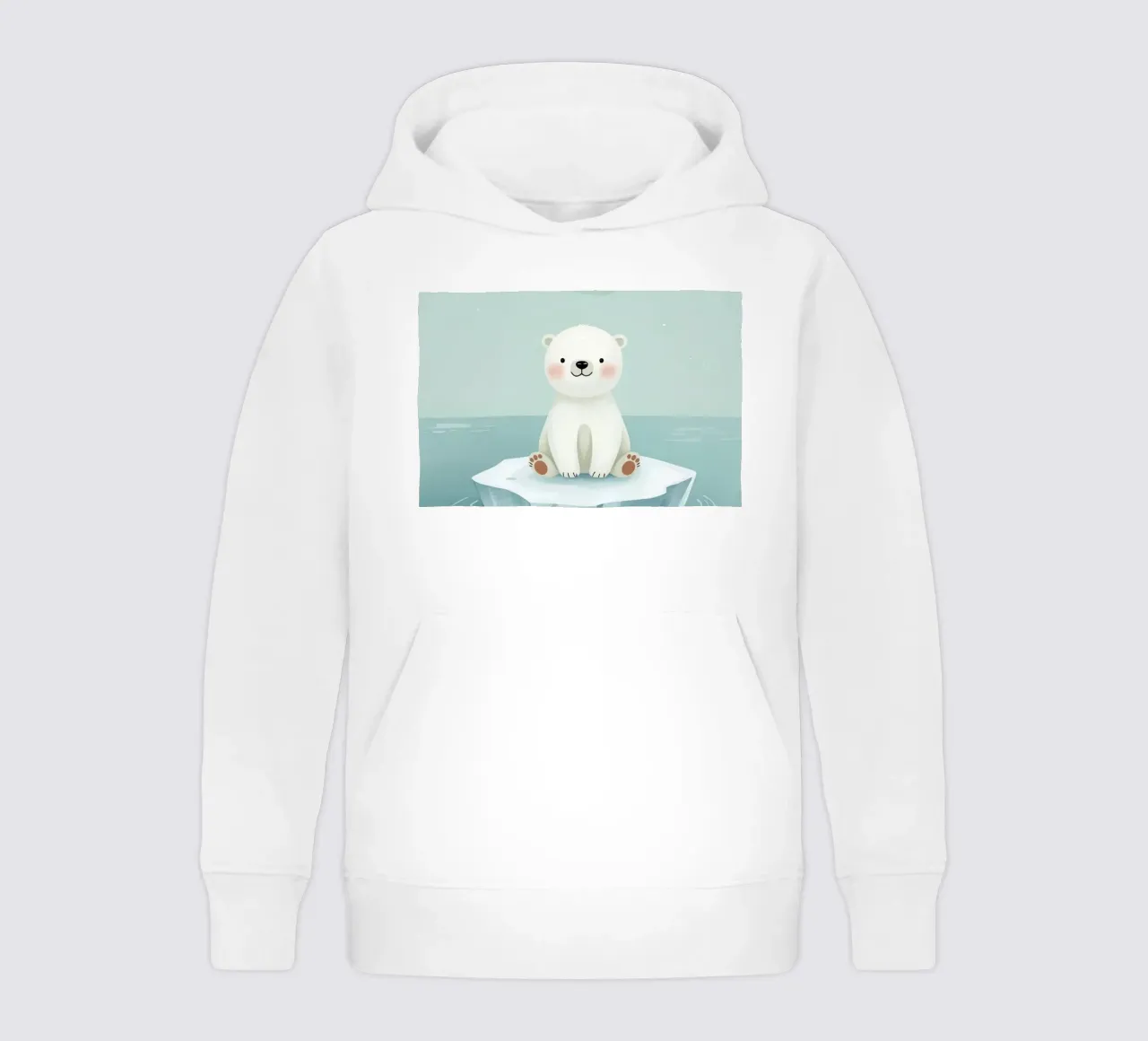 Piccolo orso polare su una banchisa con l'aurora boreale felpa bambino con cappuccio da DesignDoodle