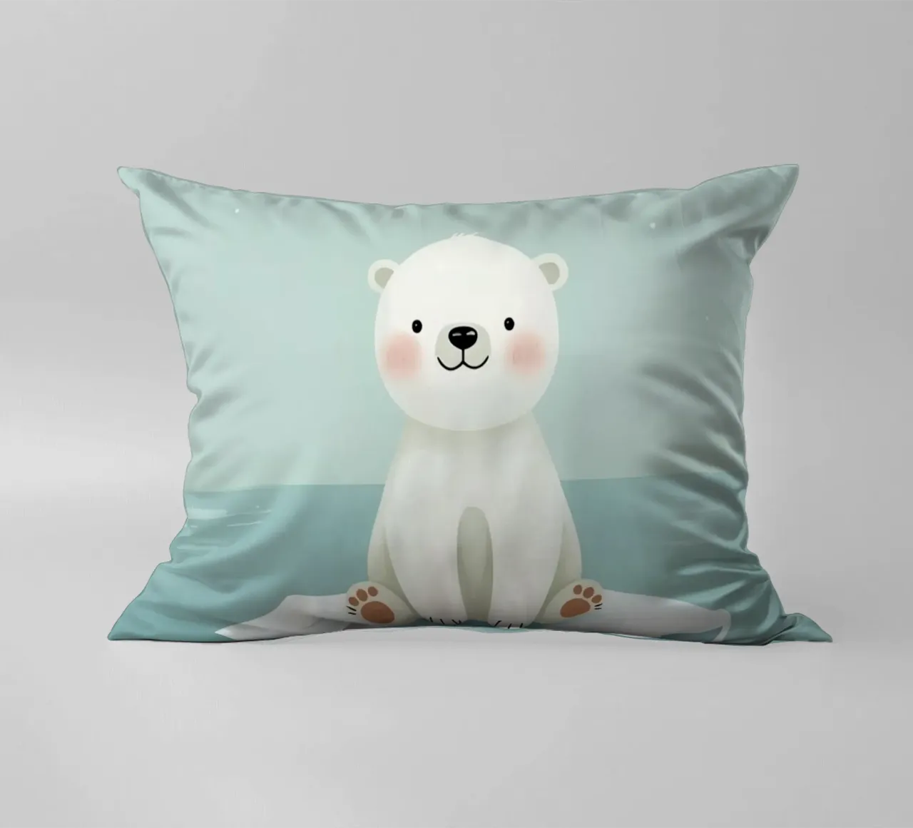 Piccolo orso polare su una banchisa con l'aurora boreale cuscino da DesignDoodle