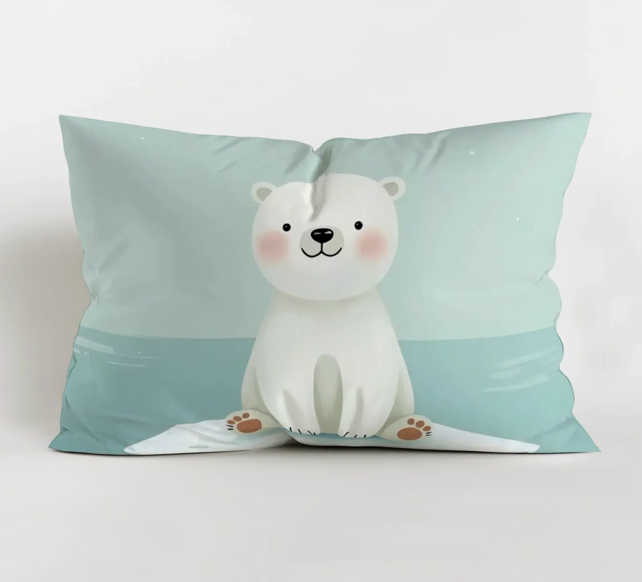 Piccolo orso polare su una banchisa con l'aurora boreale cuscino da DesignDoodle