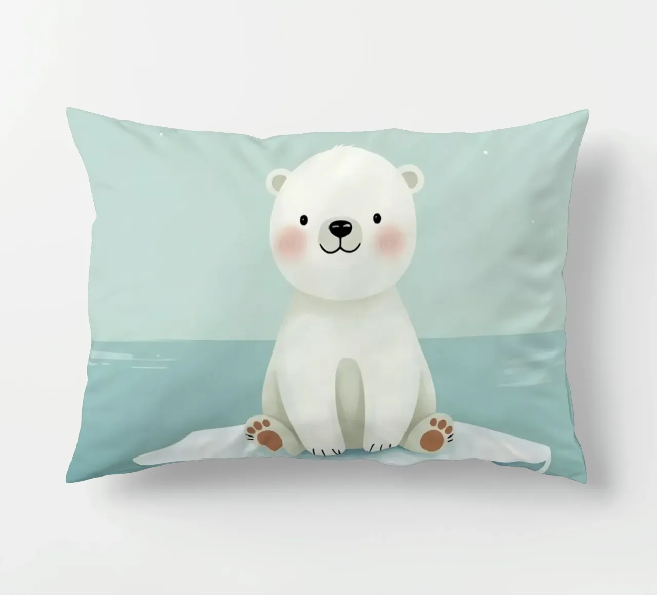 Piccolo orso polare su una banchisa con l'aurora boreale cuscino da DesignDoodle