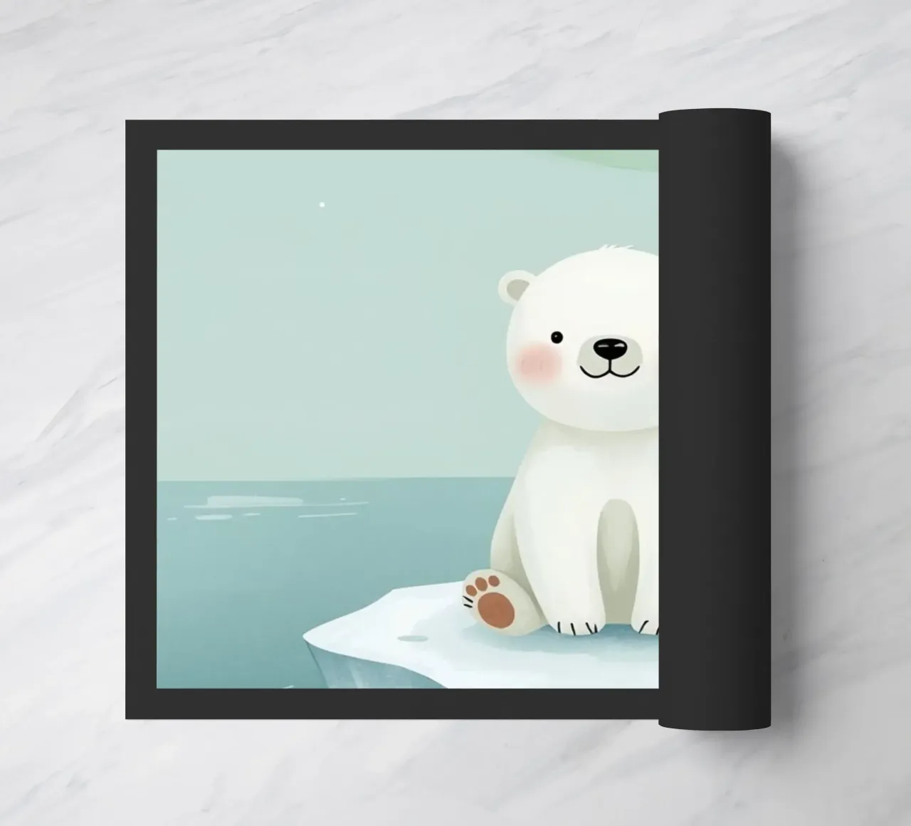 Piccolo orso polare su una banchisa con l'aurora boreale zerbino da DesignDoodle