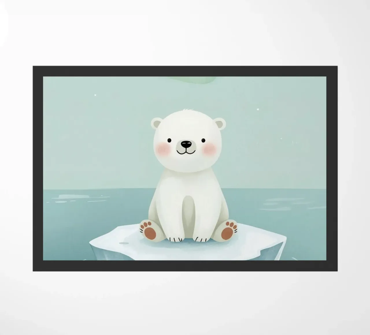 Piccolo orso polare su una banchisa con l'aurora boreale zerbino da DesignDoodle