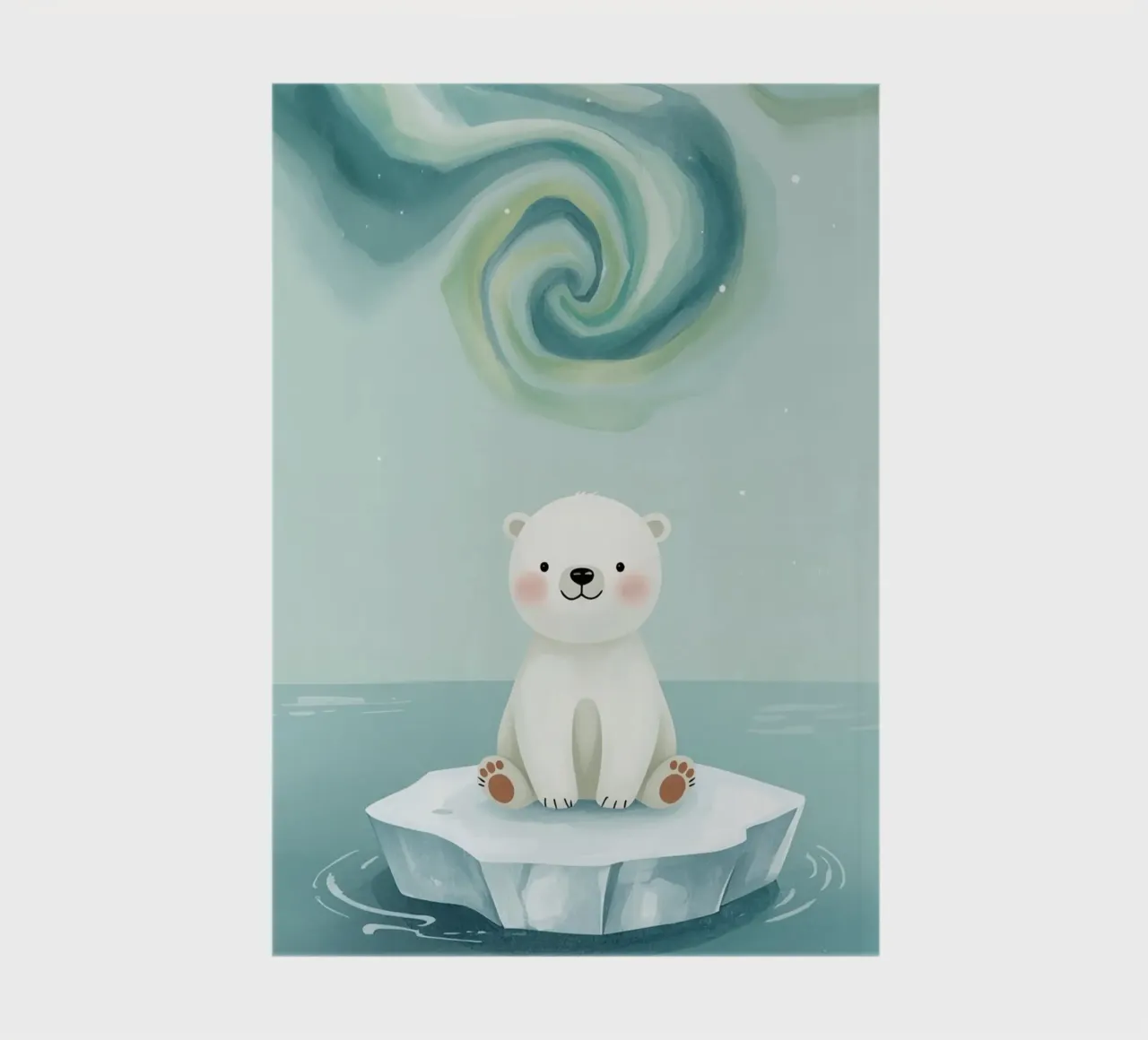 Piccolo orso polare su una banchisa con l'aurora boreale diario da DesignDoodle