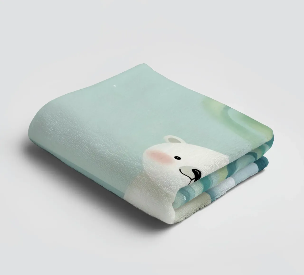 Piccolo orso polare su una banchisa con l'aurora boreale asciugamano da bagno da DesignDoodle