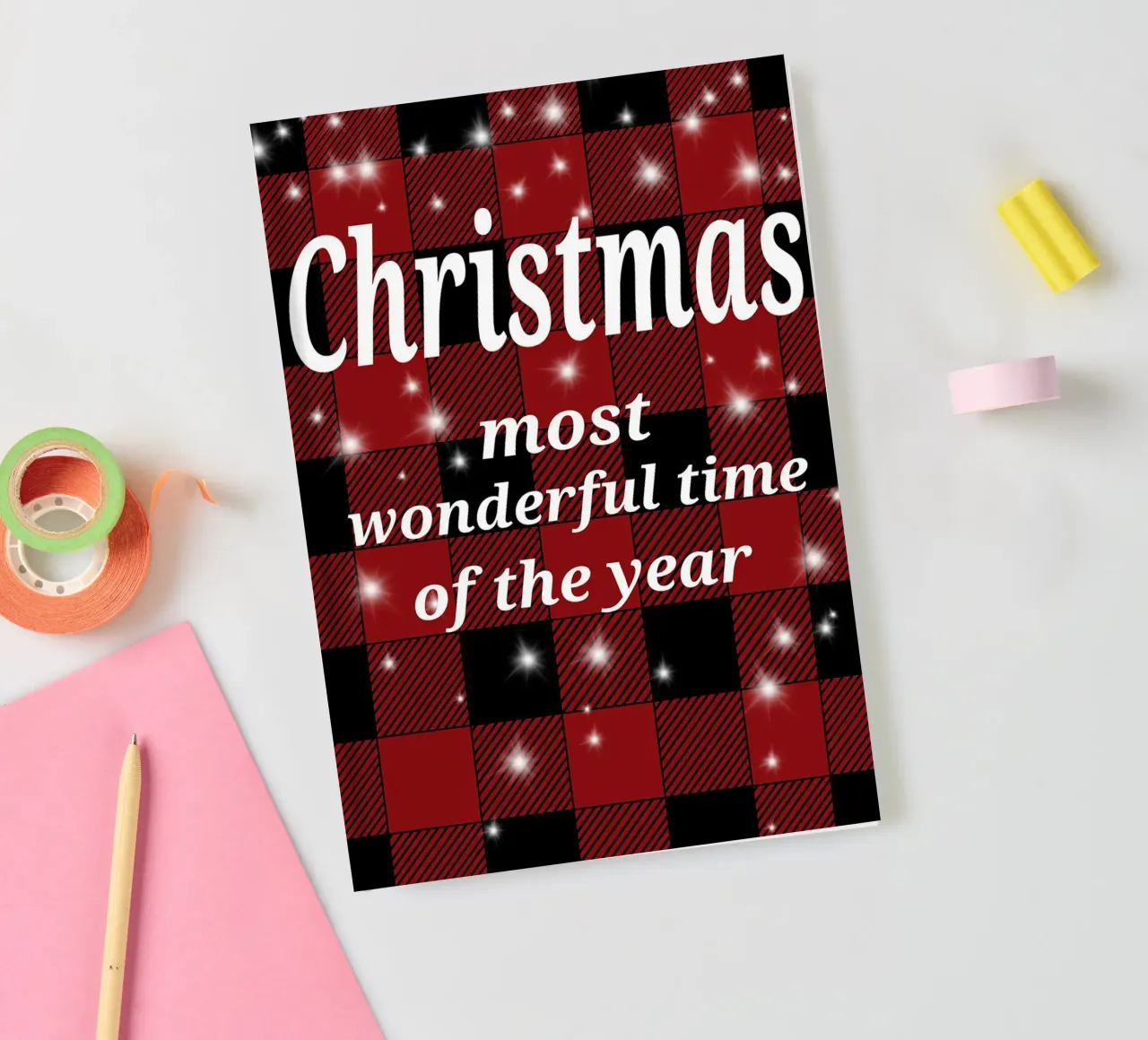 Red and Black Plaid Pattern notebook by HARU HARU