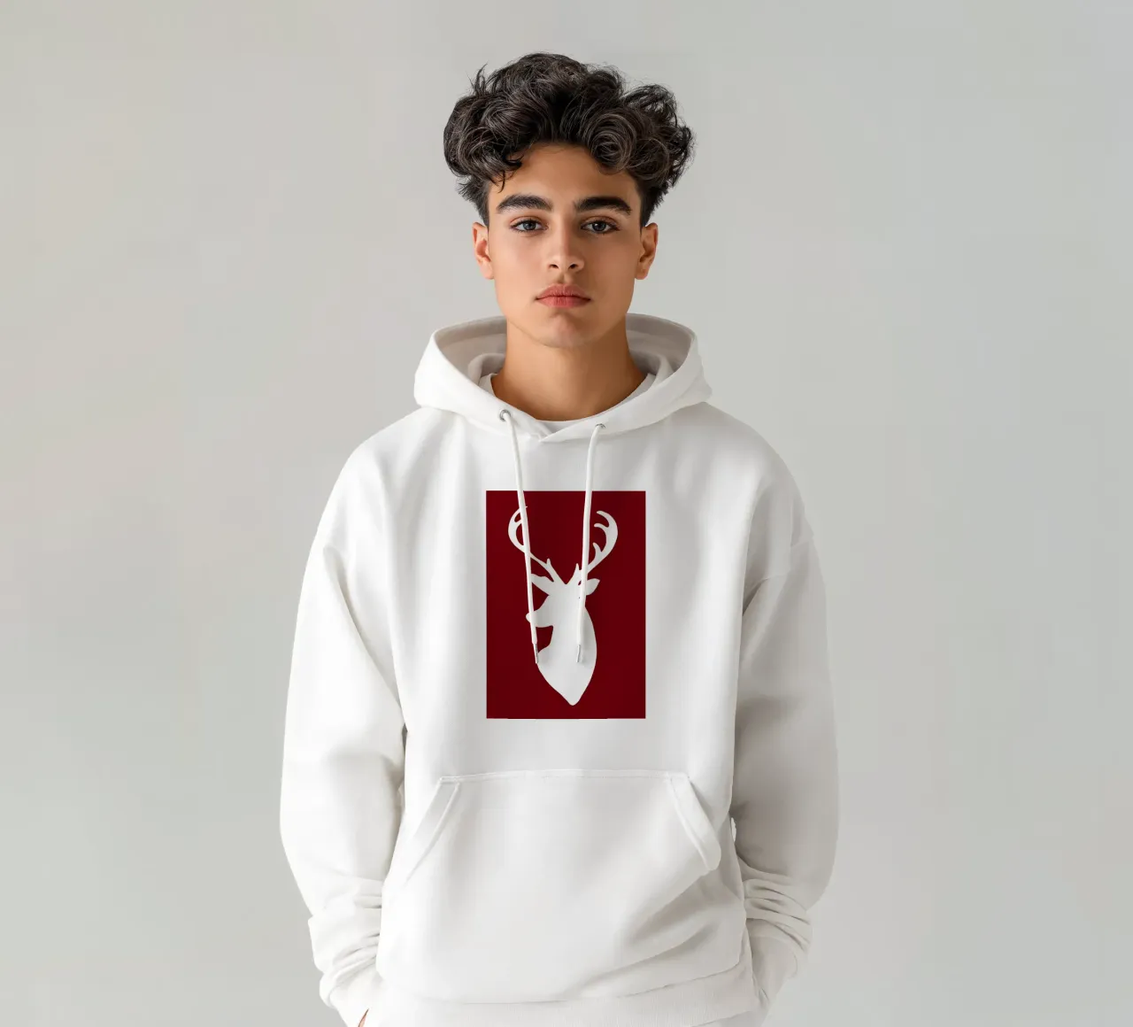 Sagoma di cervo bianco felpa con cappuccio da HARU HARU