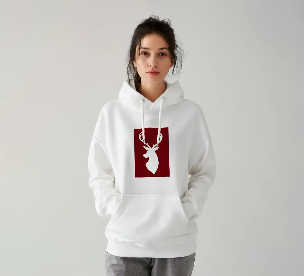 Sagoma di cervo bianco felpa con cappuccio da HARU HARU