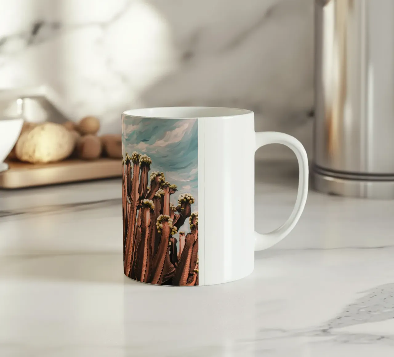 Cactus rosa tazza in ceramica da Jana Leonenkov Art