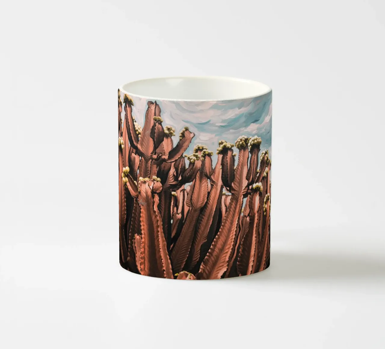 Cactus rosa tazza in ceramica da Jana Leonenkov Art