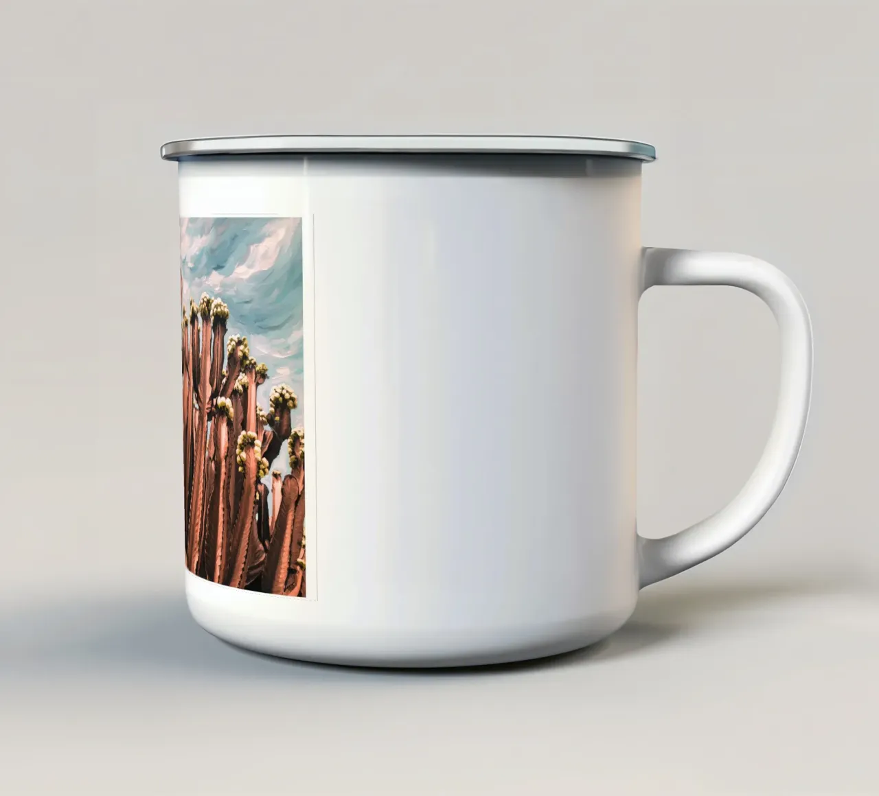 Cactus rosa tazza in smalto da Jana Leonenkov Art