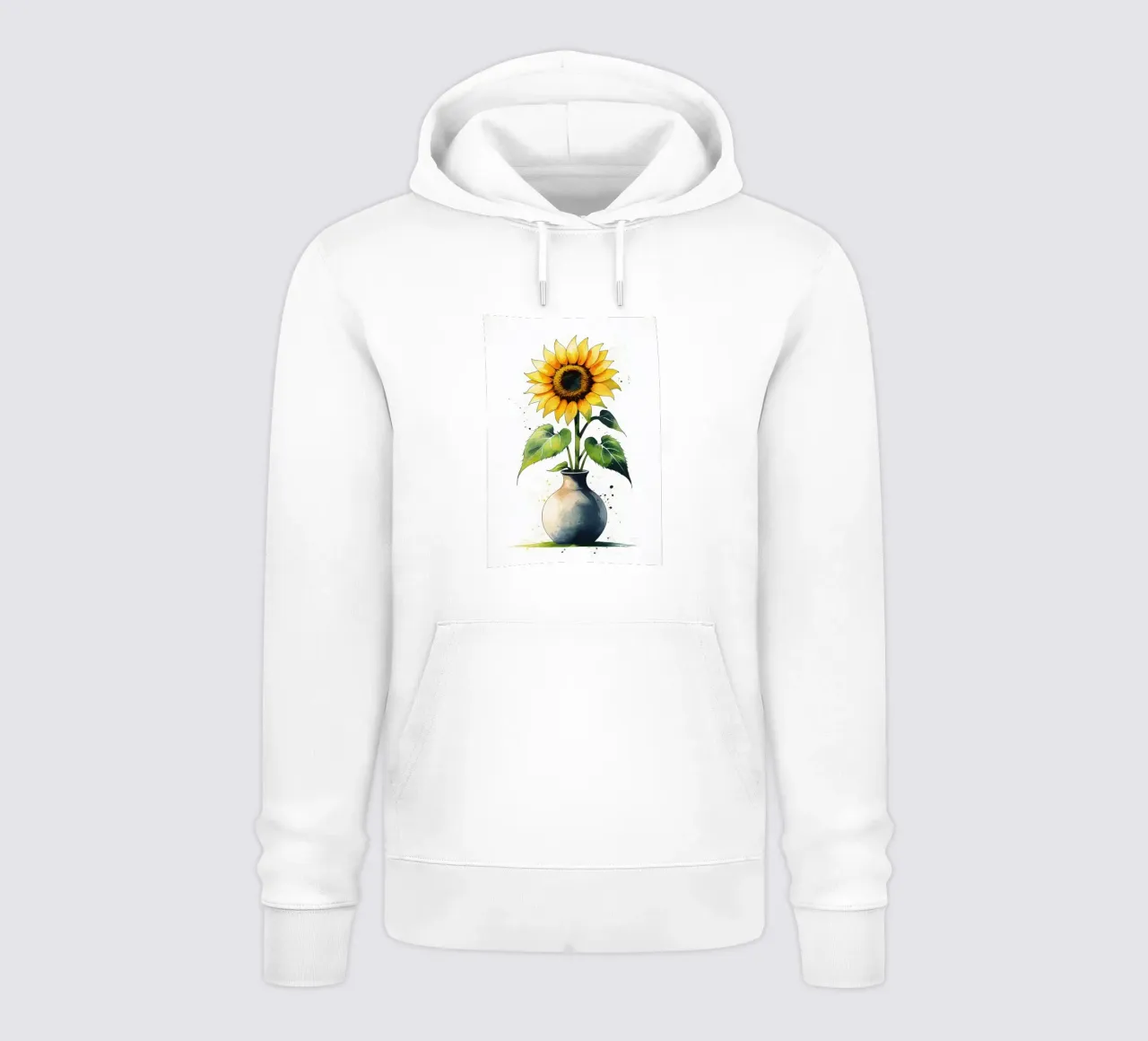 Pittura digitale minimalista di un girasole in un vaso felpa con cappuccio da Bloom And Brush