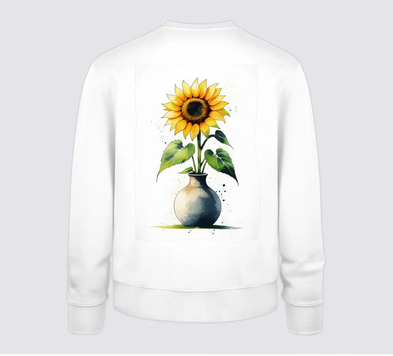 Pintura digital minimalista de un girasol en un jarrón sudadera de Bloom And Brush