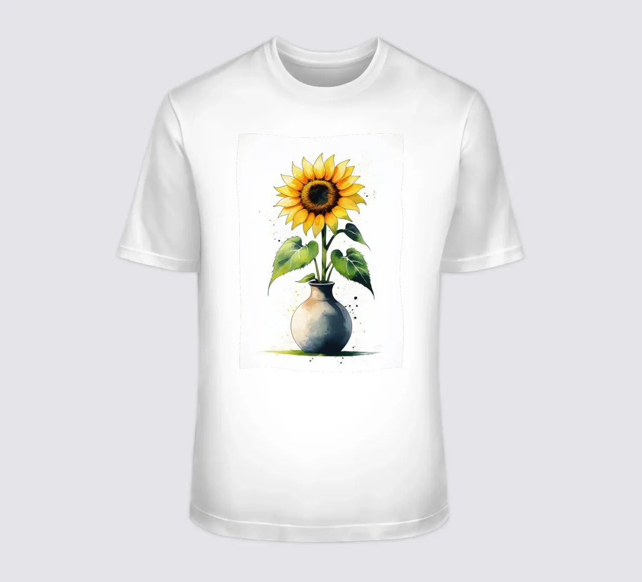 Pittura digitale minimalista di un girasole in un vaso t-shirt da Bloom And Brush