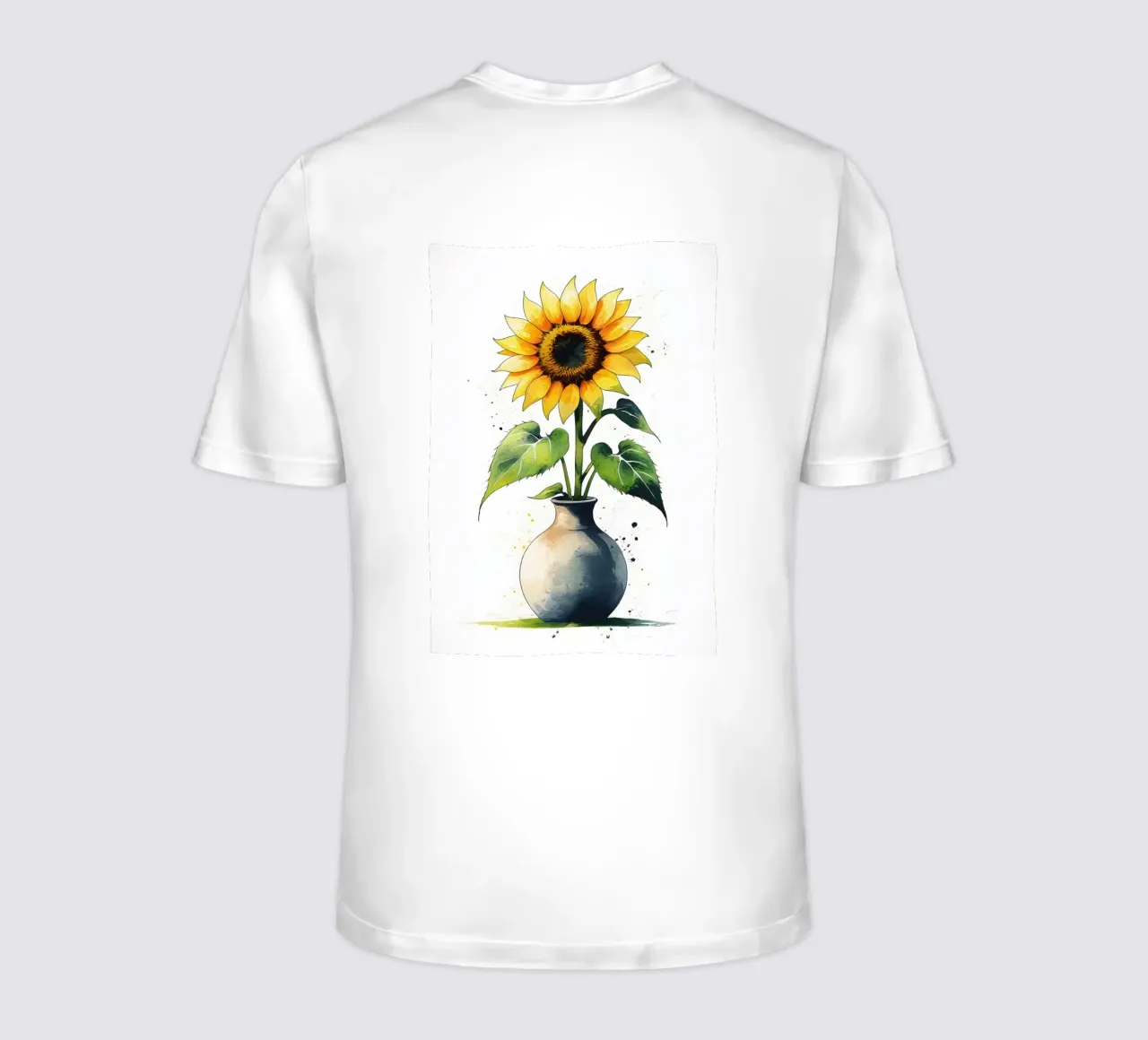 Pittura digitale minimalista di un girasole in un vaso t-shirt da Bloom And Brush