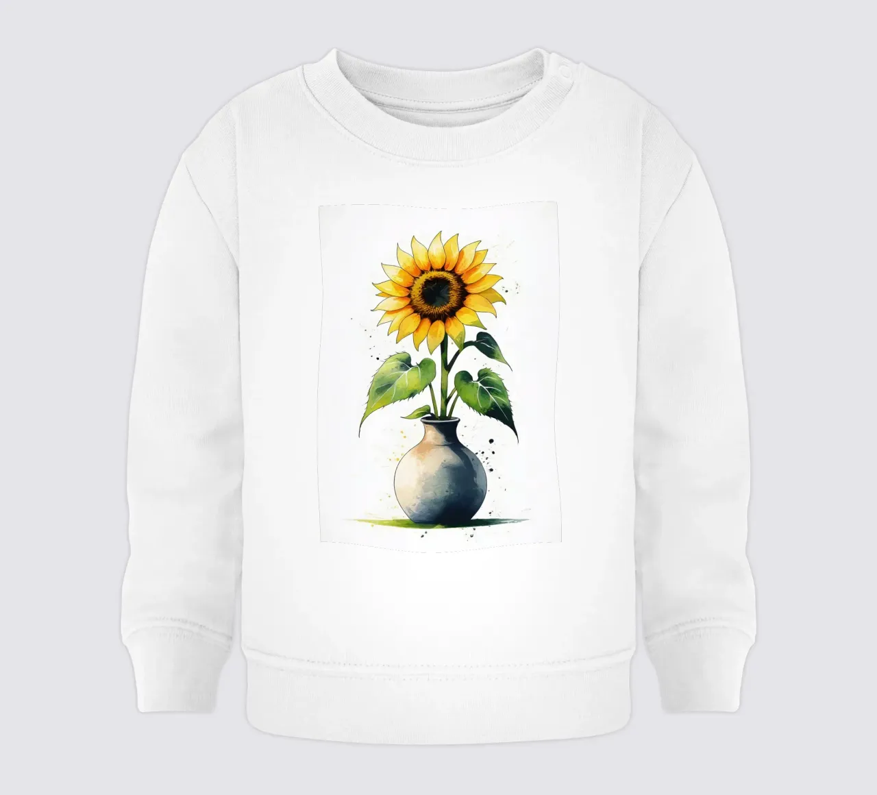 Pittura digitale minimalista di un girasole in un vaso felpa neonato da Bloom And Brush