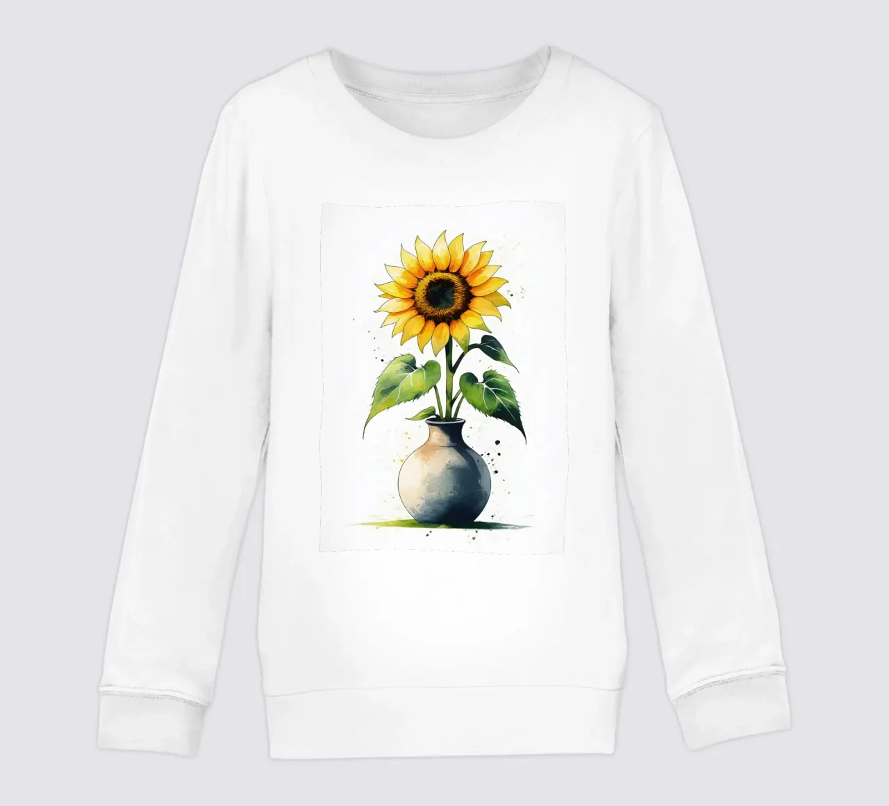 Pittura digitale minimalista di un girasole in un vaso felpa bambino da Bloom And Brush