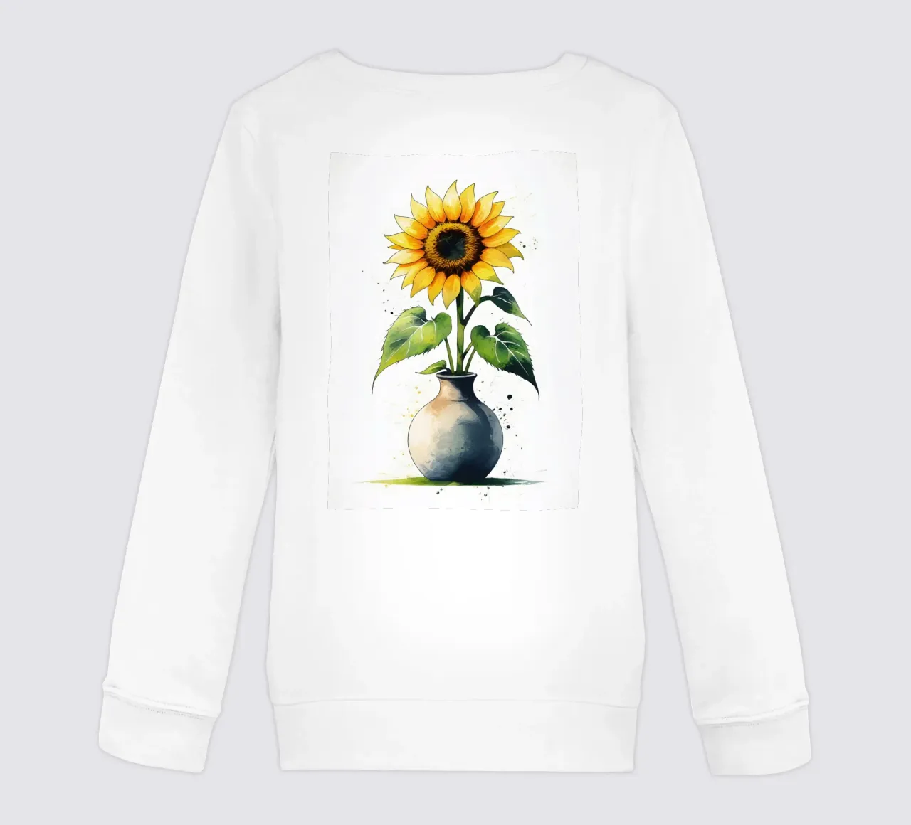 Pittura digitale minimalista di un girasole in un vaso felpa bambino da Bloom And Brush