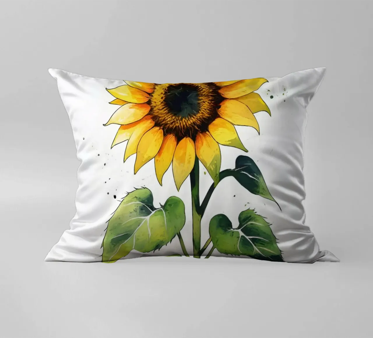 Pittura digitale minimalista di un girasole in un vaso cuscino da Bloom And Brush