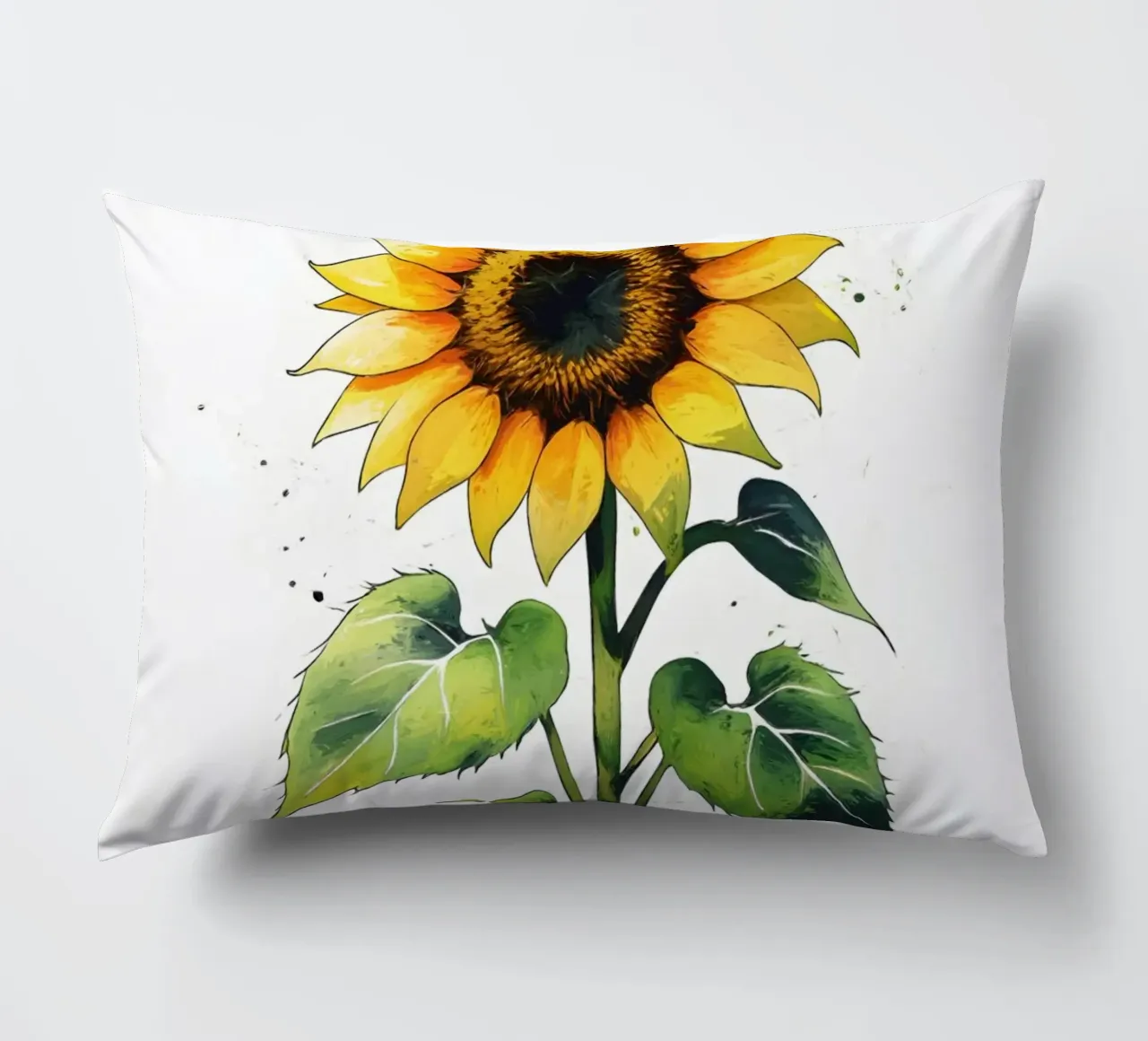 Pittura digitale minimalista di un girasole in un vaso cuscino da Bloom And Brush