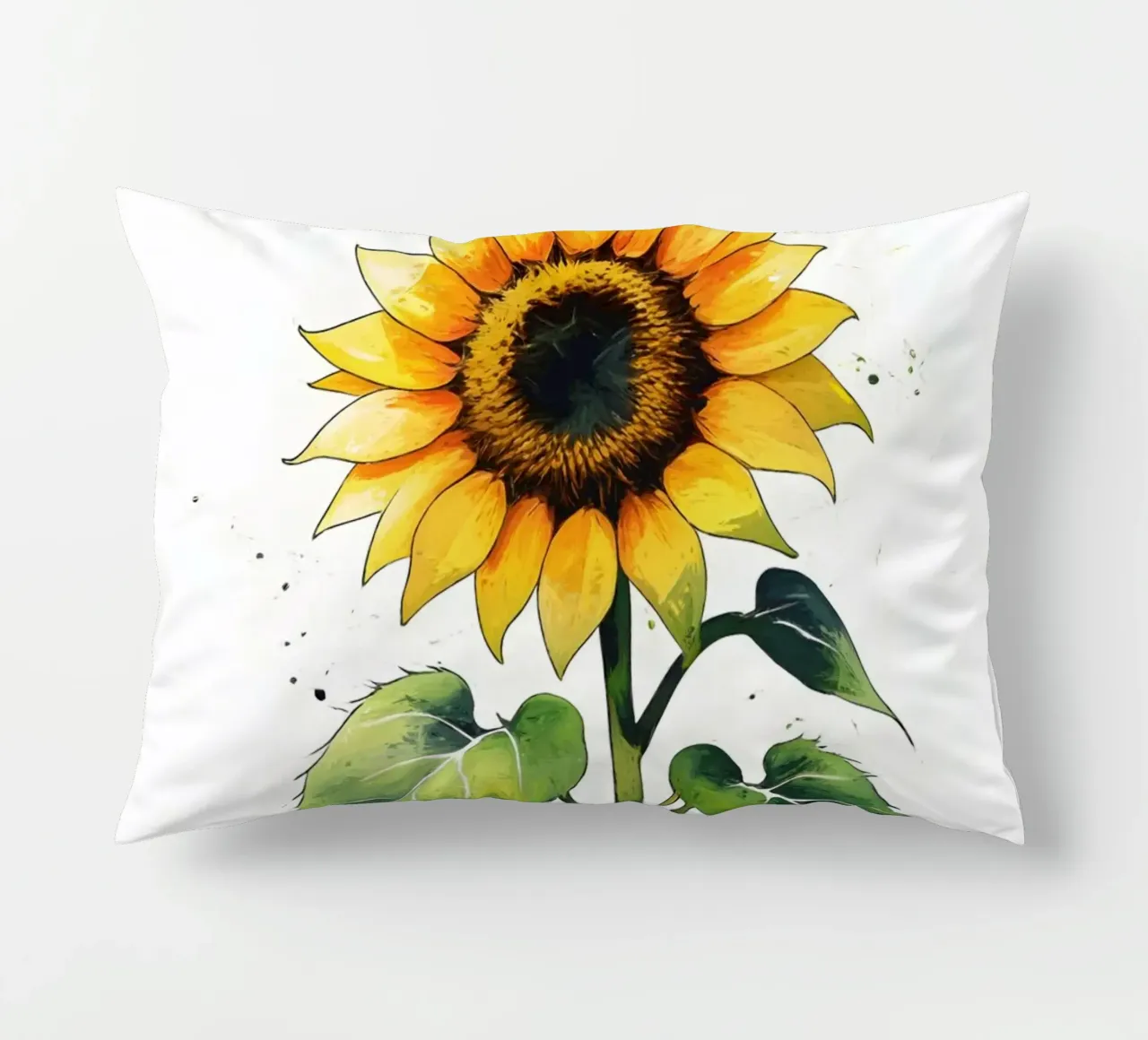 Pittura digitale minimalista di un girasole in un vaso cuscino da Bloom And Brush
