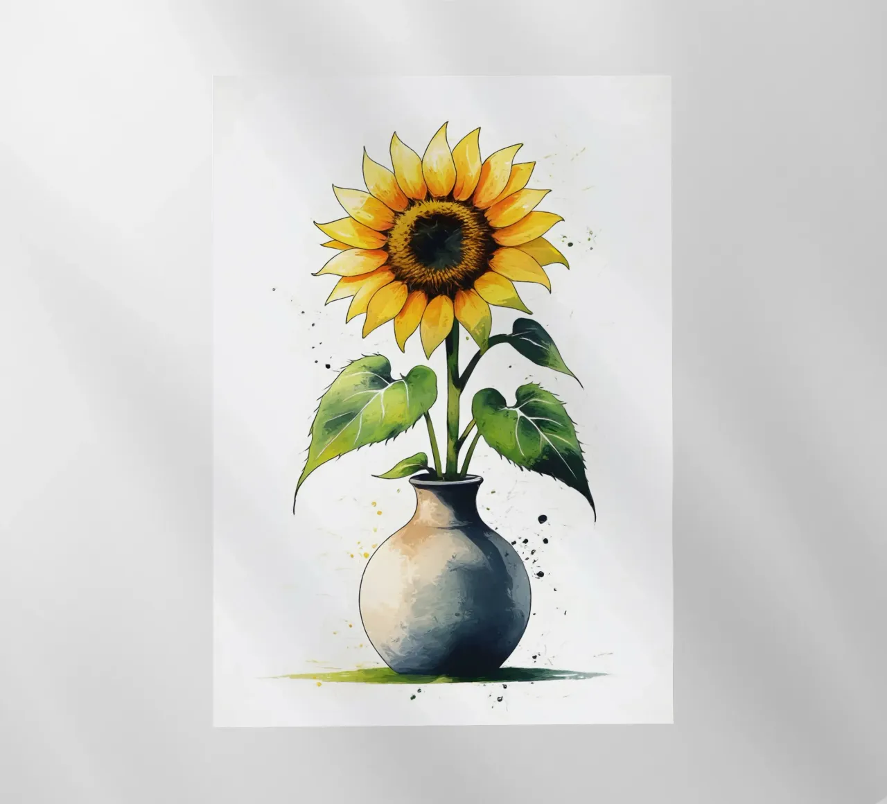 Pittura digitale minimalista di un girasole in un vaso pellicola backlit da Bloom And Brush