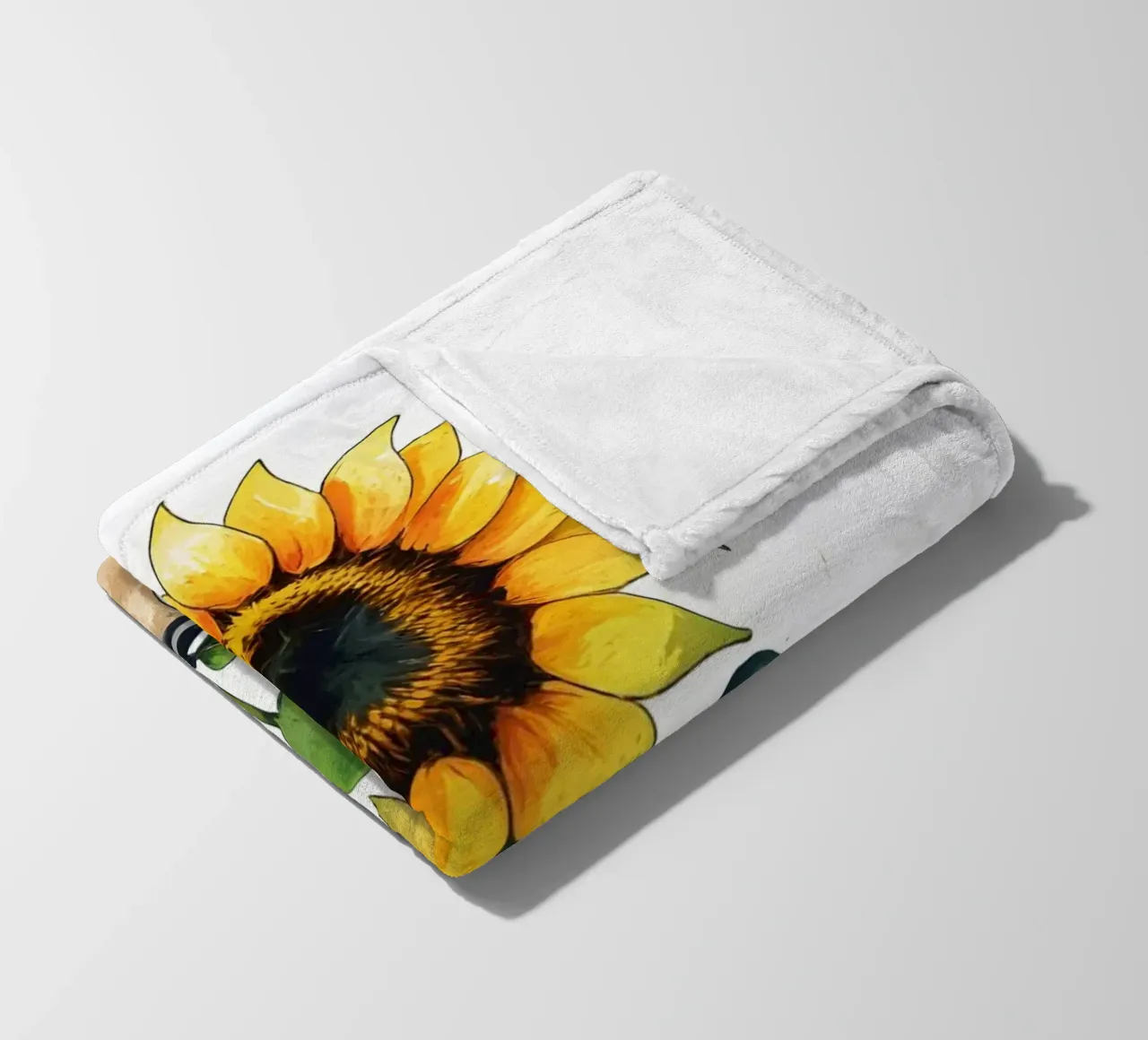 Pittura digitale minimalista di un girasole in un vaso coperta in pile da Bloom And Brush