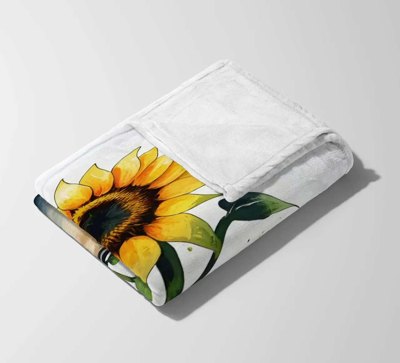 Pittura digitale minimalista di un girasole in un vaso coperta in pile da Bloom And Brush