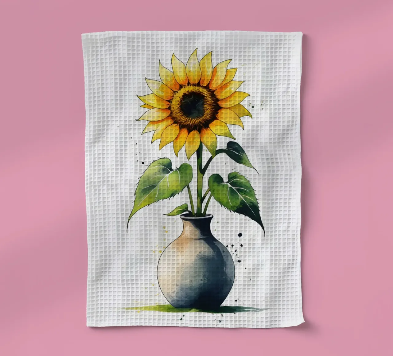 Peinture numérique minimaliste d'un tournesol dans un vase torchon de Bloom And Brush