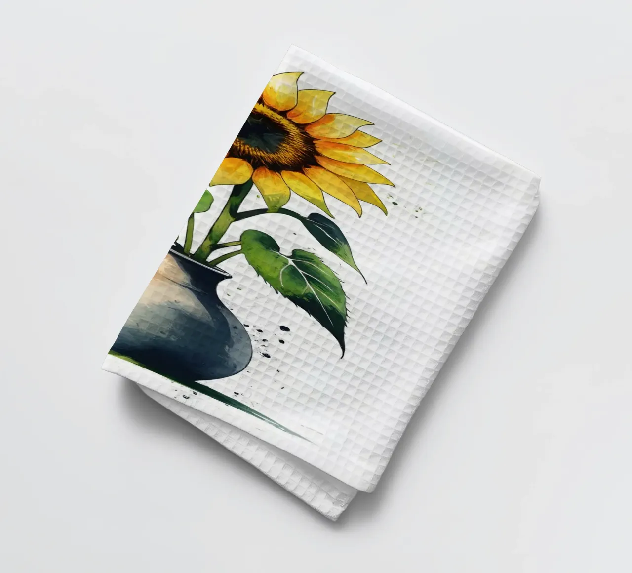 Peinture numérique minimaliste d'un tournesol dans un vase torchon de Bloom And Brush