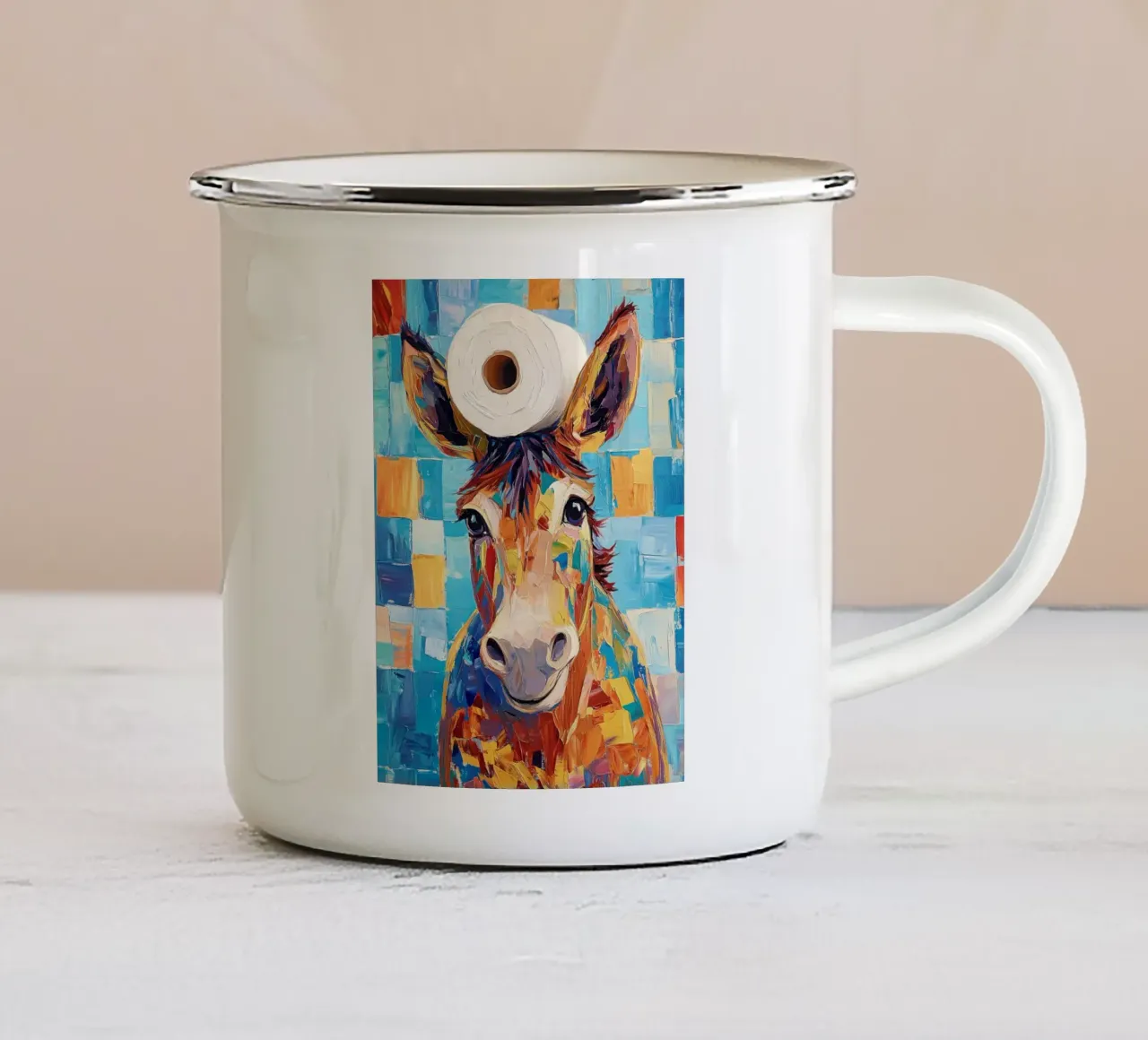 Asino con carta igienica tazza in smalto da JoyWalkerShop