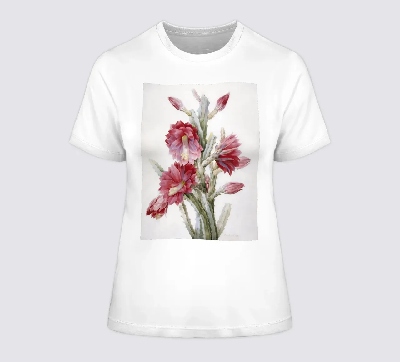 Un cactus in fiore di Pierre-Joseph Redouté t-shirt da donna da Venus Art