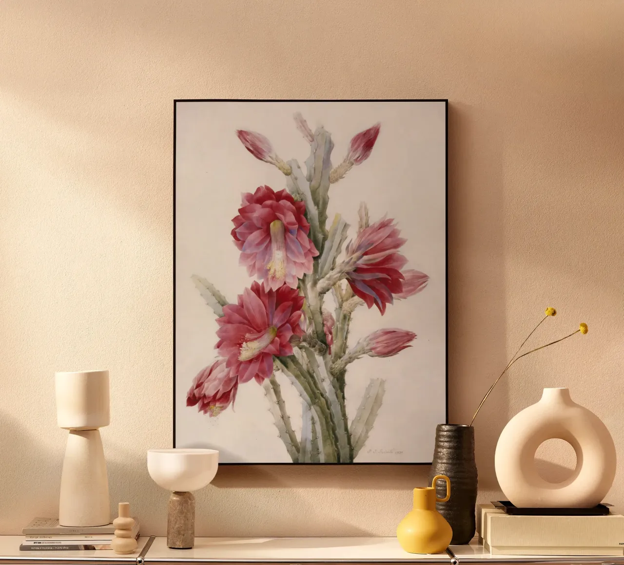 Un cactus in fiore di Pierre-Joseph Redouté alluminio dibond da Venus Art