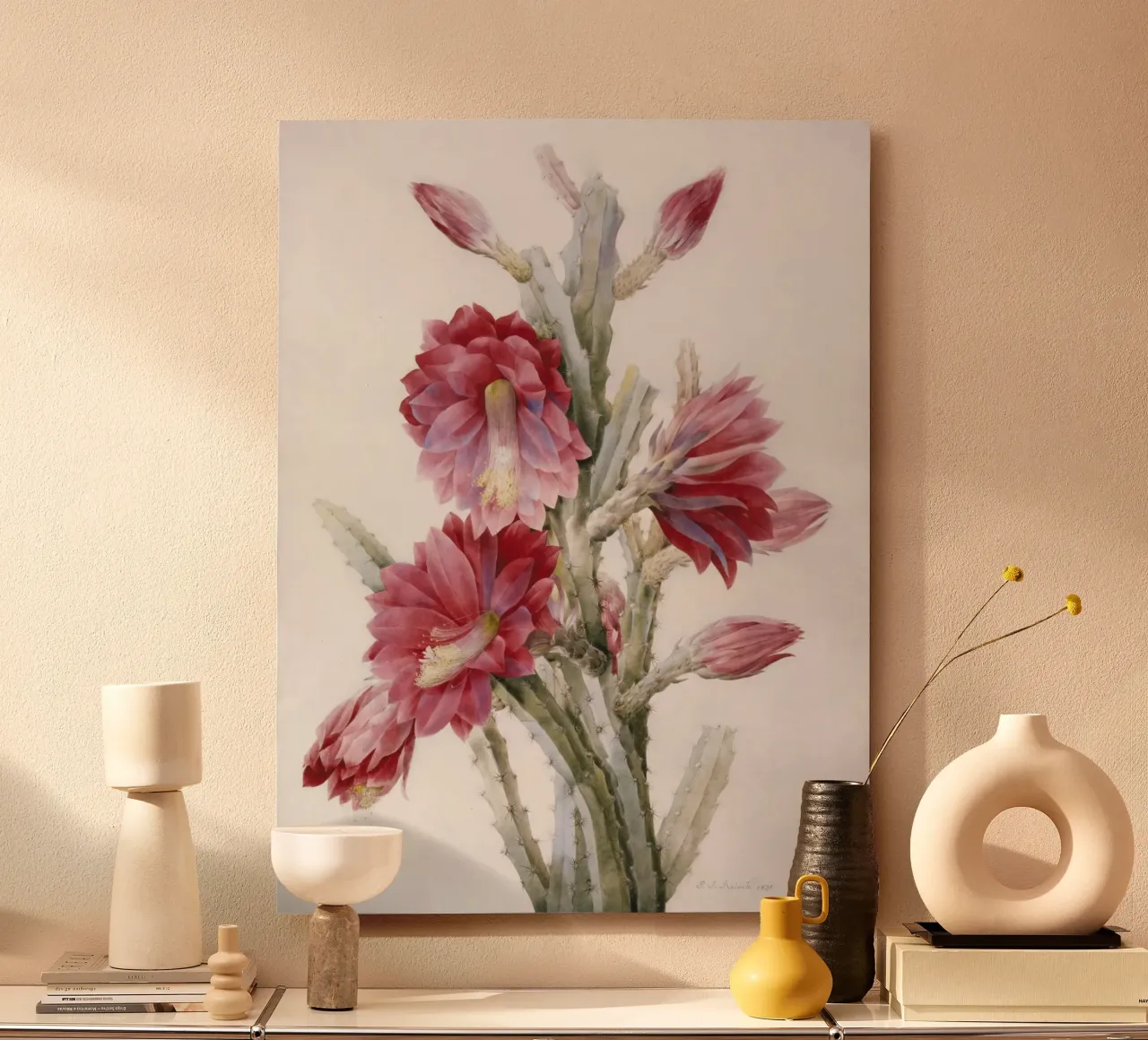 Un cactus in fiore di Pierre-Joseph Redouté alluminio dibond da Venus Art
