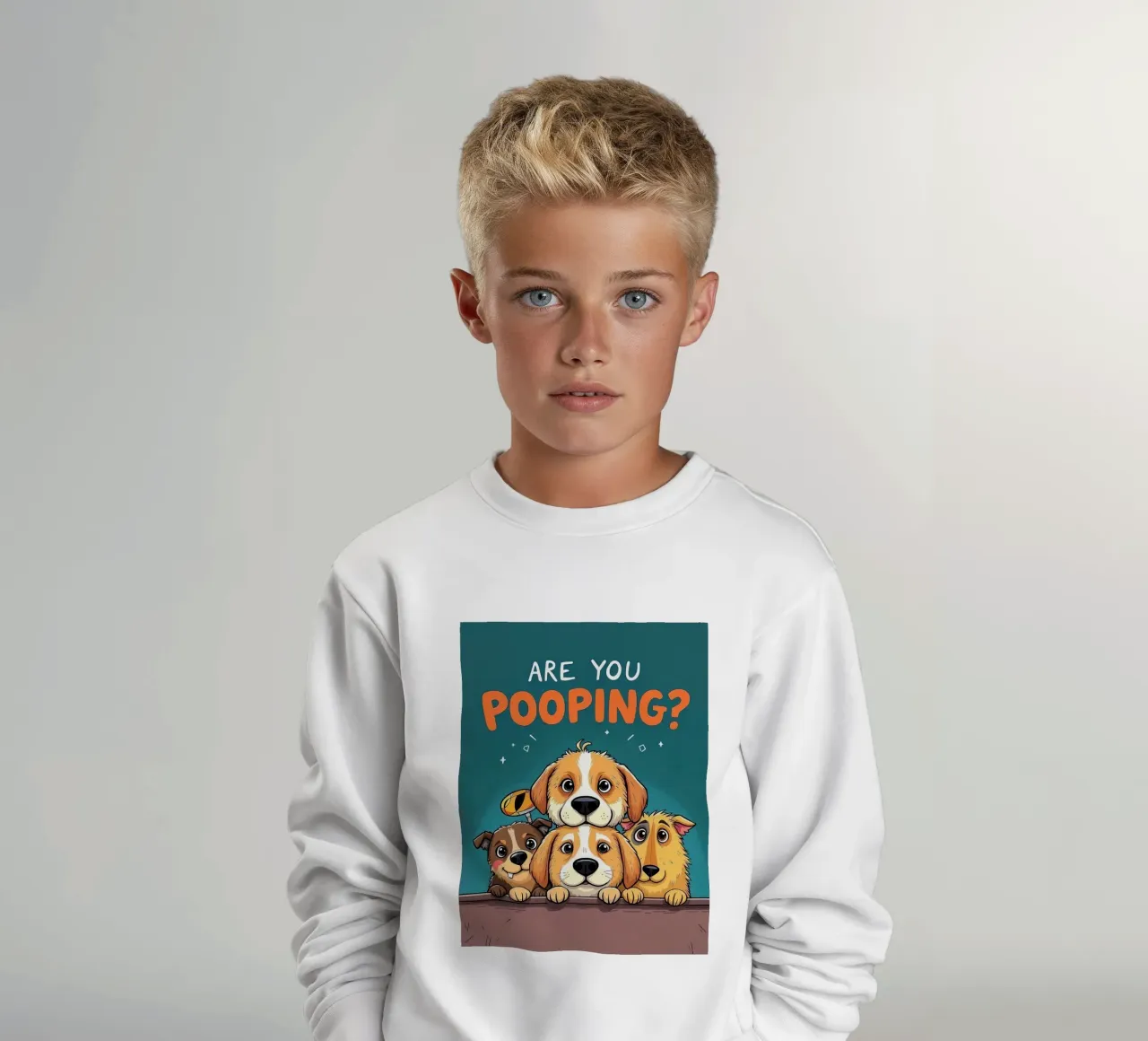 Perros graciosos que preguntan si estás haciendo caca sudadera para niño de JoyWalkerShop