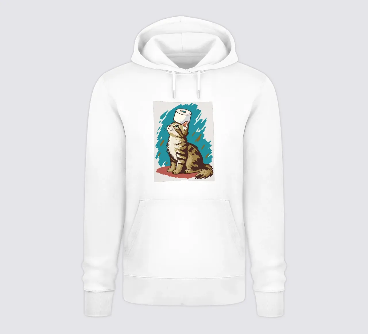 Gatto con carta igienica in testa felpa con cappuccio da JoyWalkerShop