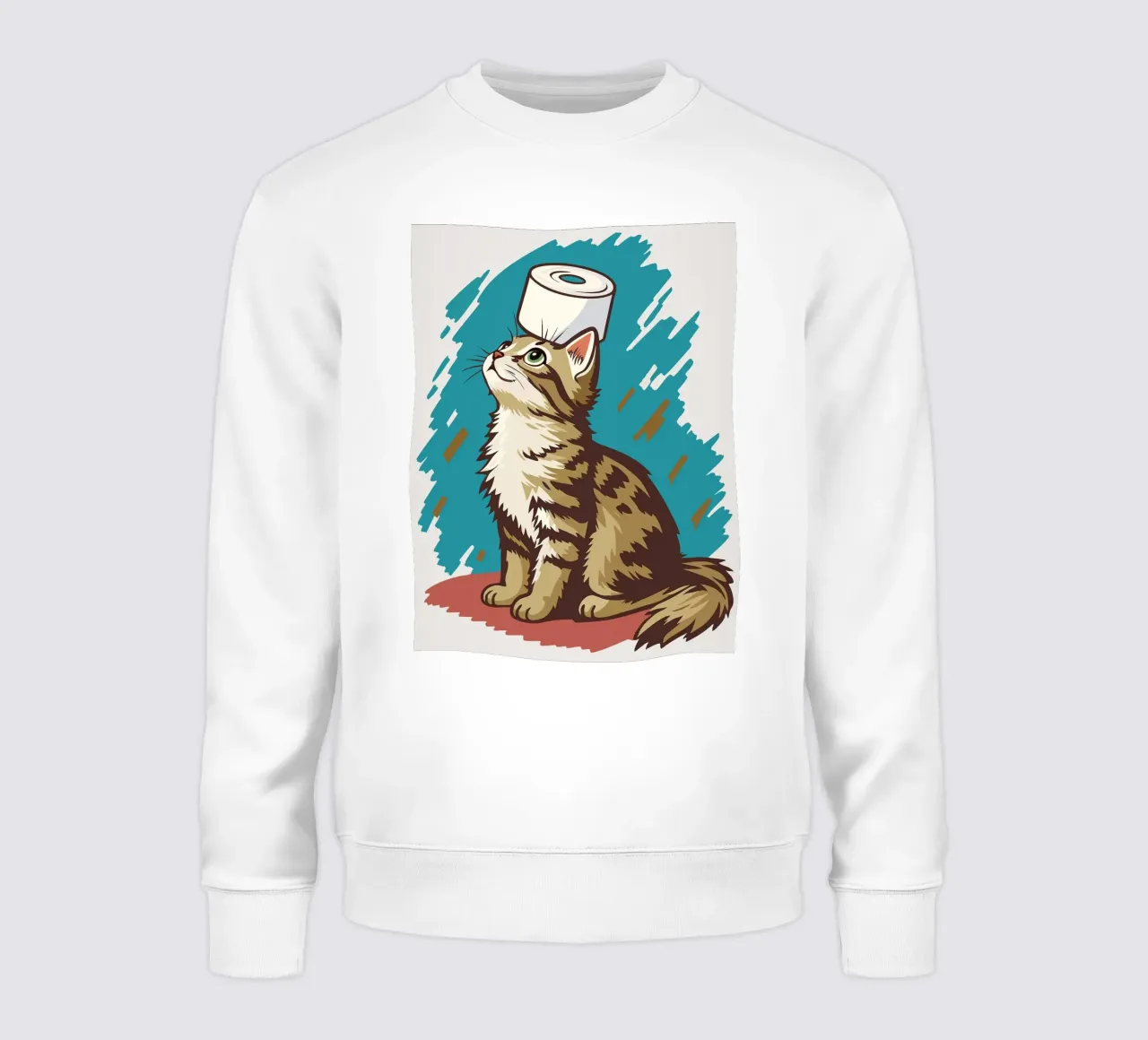Gatto con carta igienica in testa felpa da JoyWalkerShop