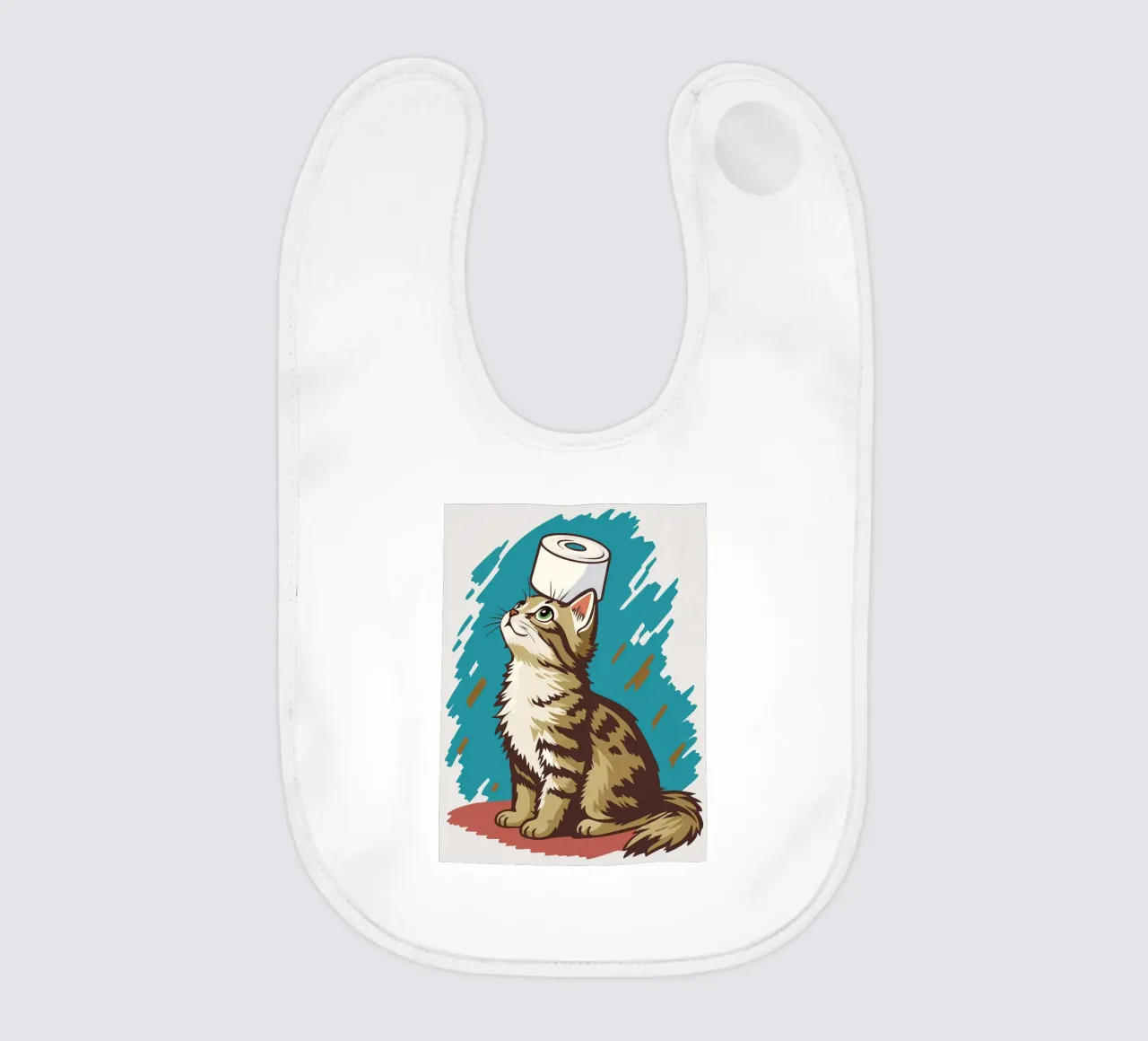 Gatto con carta igienica in testa bavaglino da JoyWalkerShop