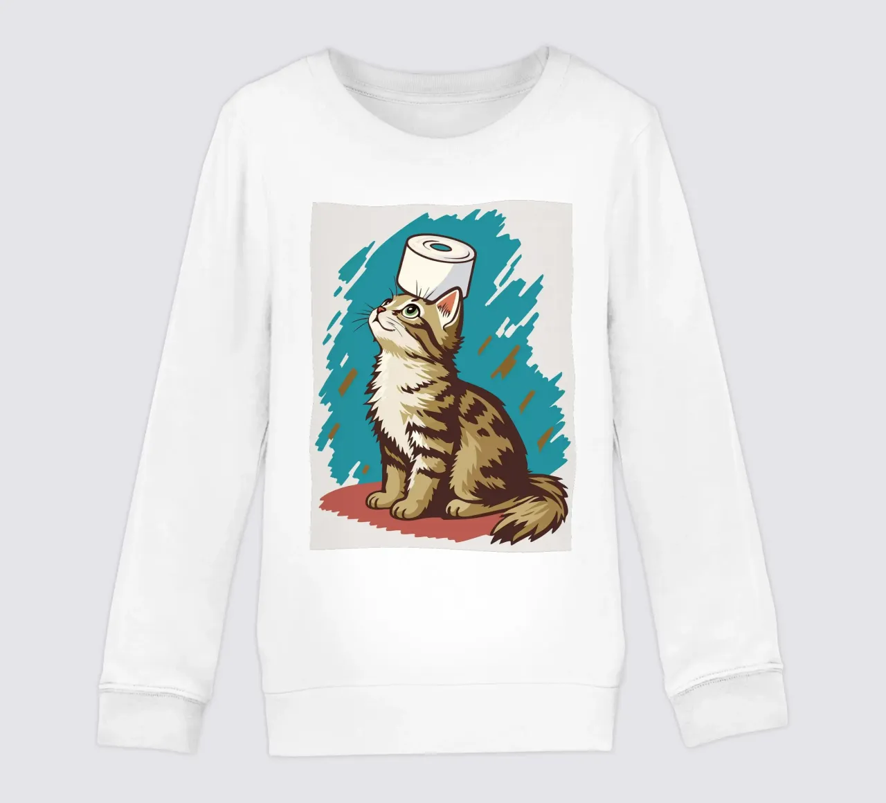 Gatto con carta igienica in testa felpa bambino da JoyWalkerShop