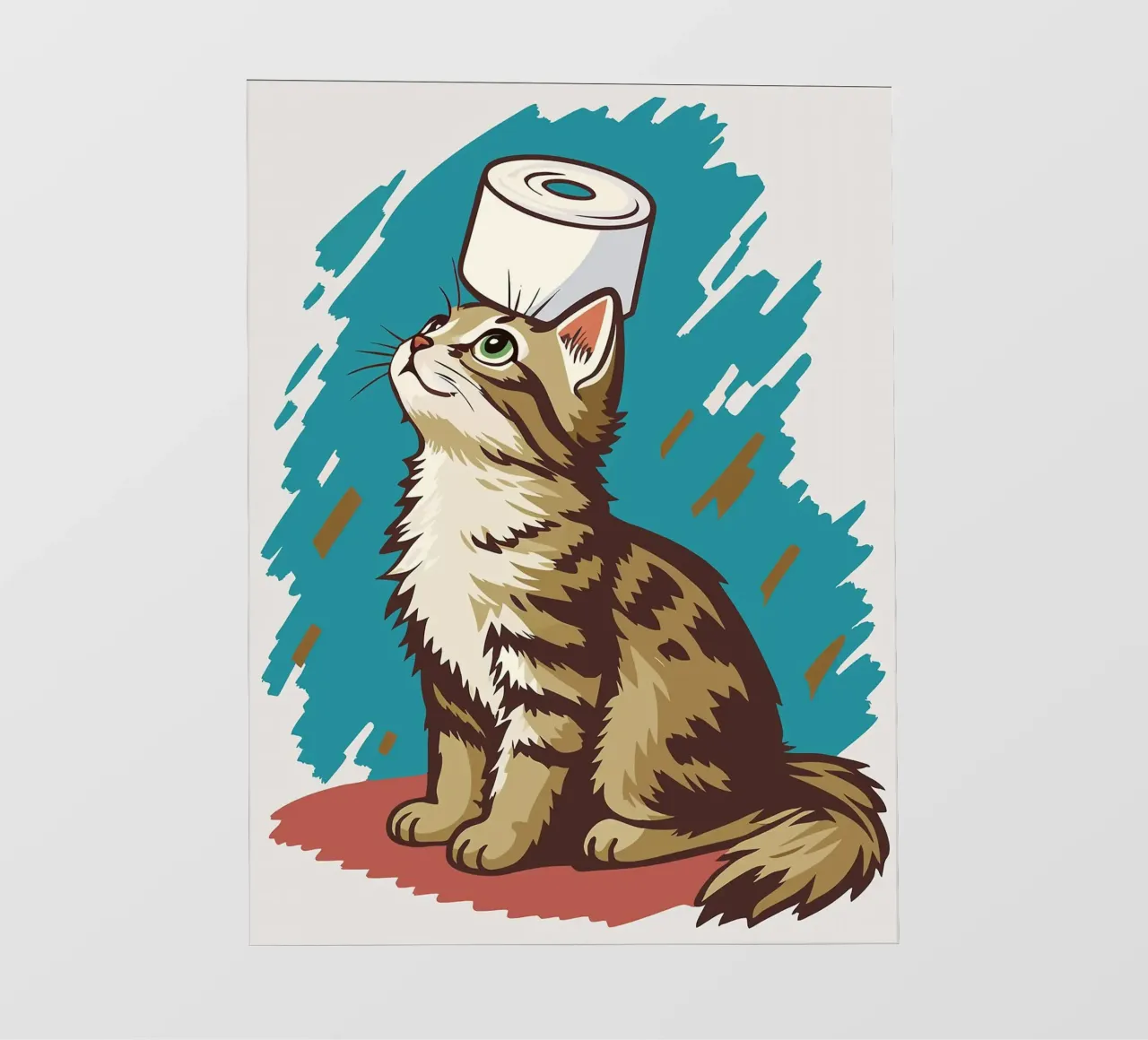 Gatto con carta igienica in testa telo in pvc da JoyWalkerShop