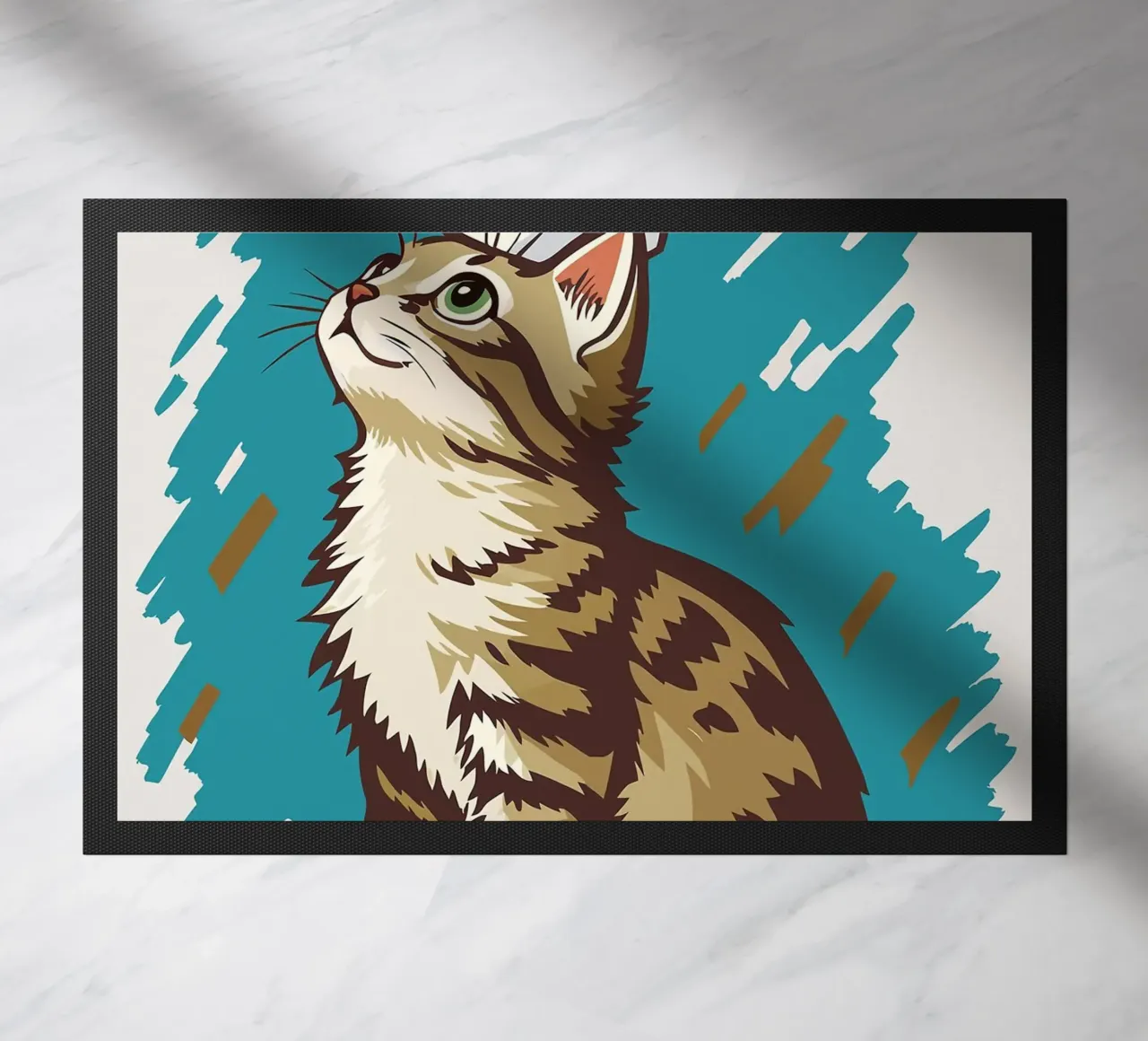 Katze mit Toilettenpapier auf dem Kopf Fußmatte von JoyWalkerShop