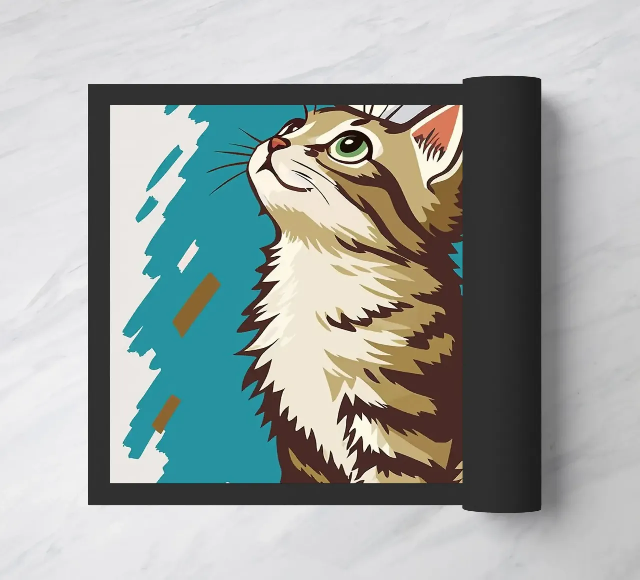 Katze mit Toilettenpapier auf dem Kopf Fußmatte von JoyWalkerShop